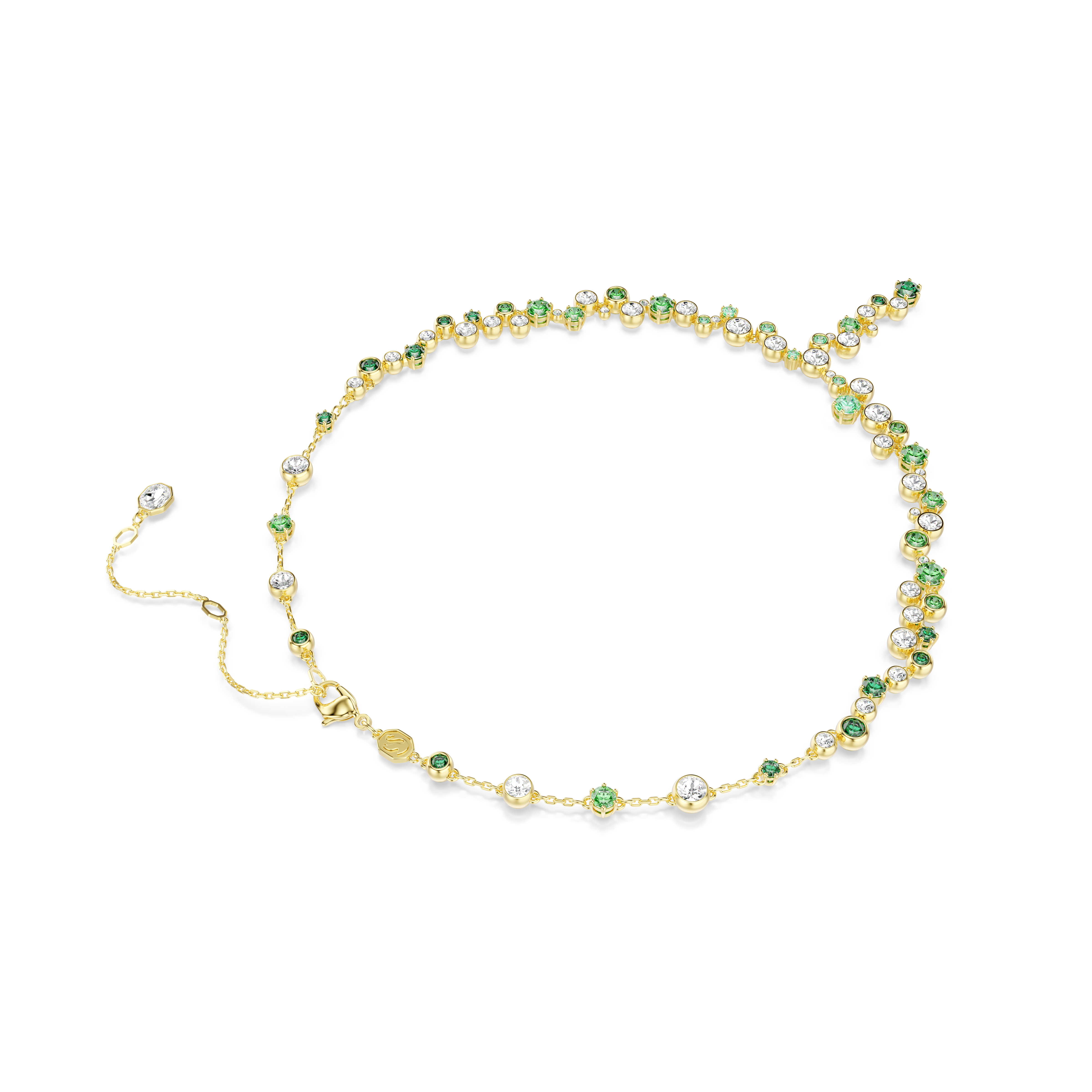 Swarovski Constella Y necklace, Mixed cuts, Green, Gold-tone plated 5722474