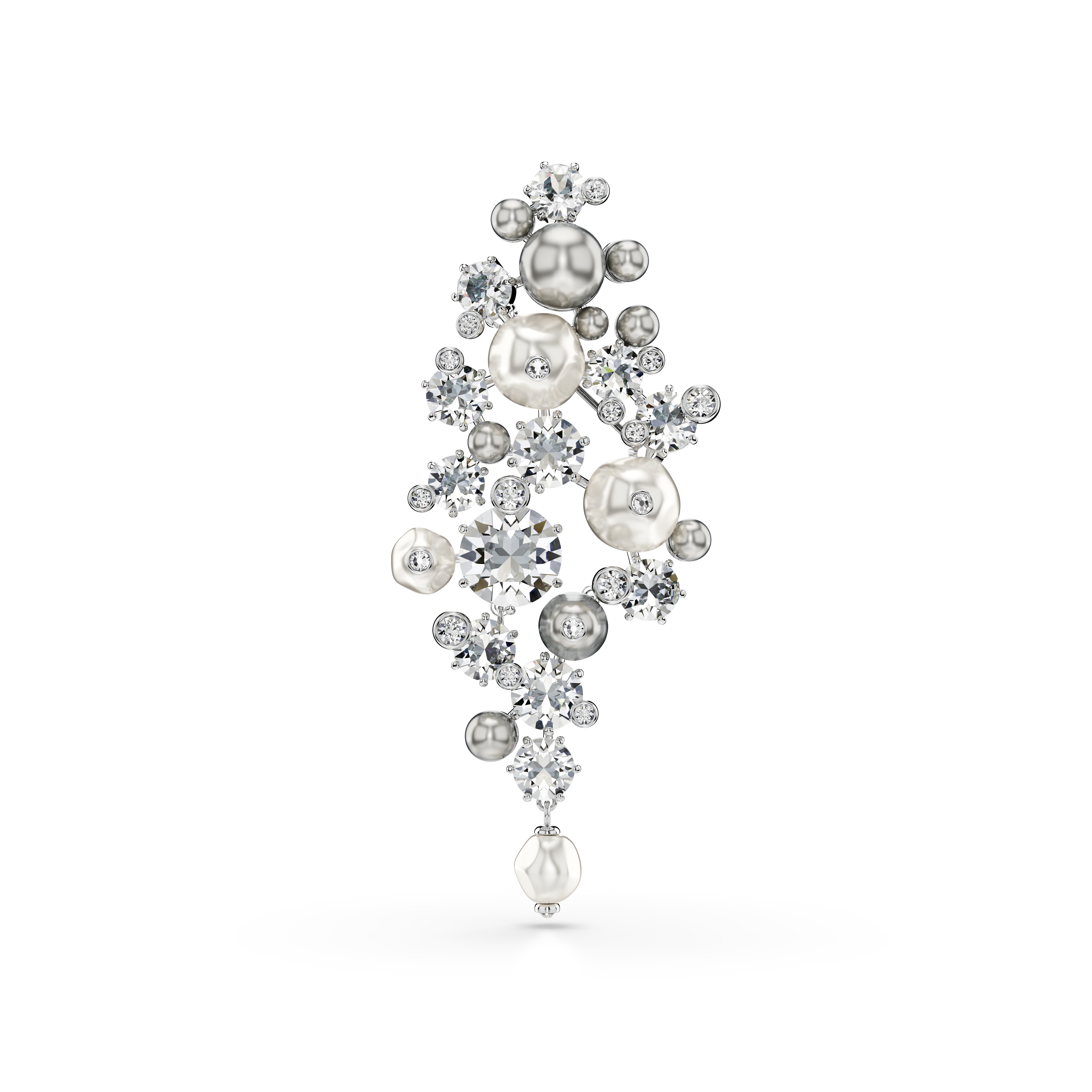 Swarovski Constella brooch, Crystal pearl, Round cut, White, Rhodium plated 5722516
