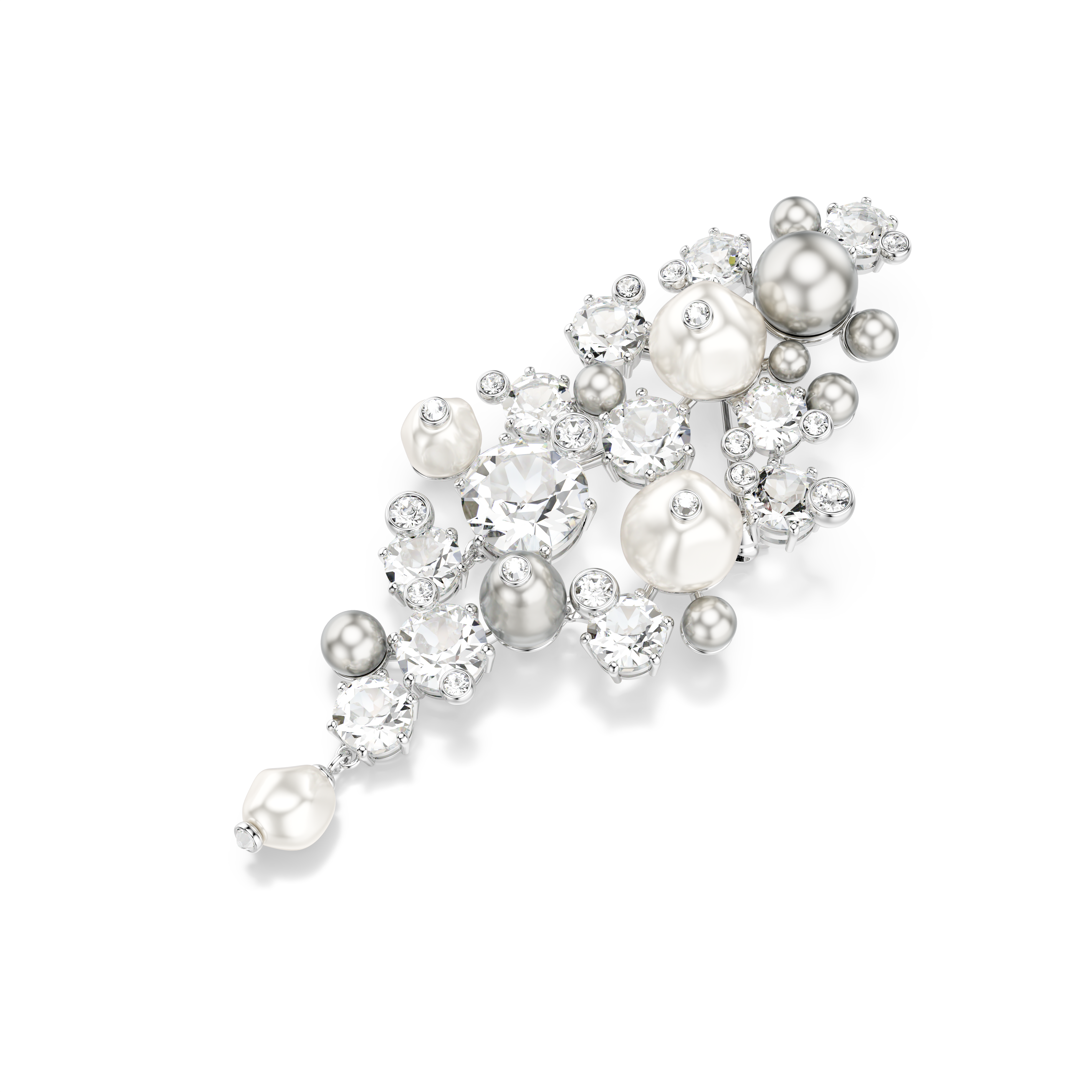 Swarovski Constella brooch, Crystal pearl, Round cut, White, Rhodium plated 5722516