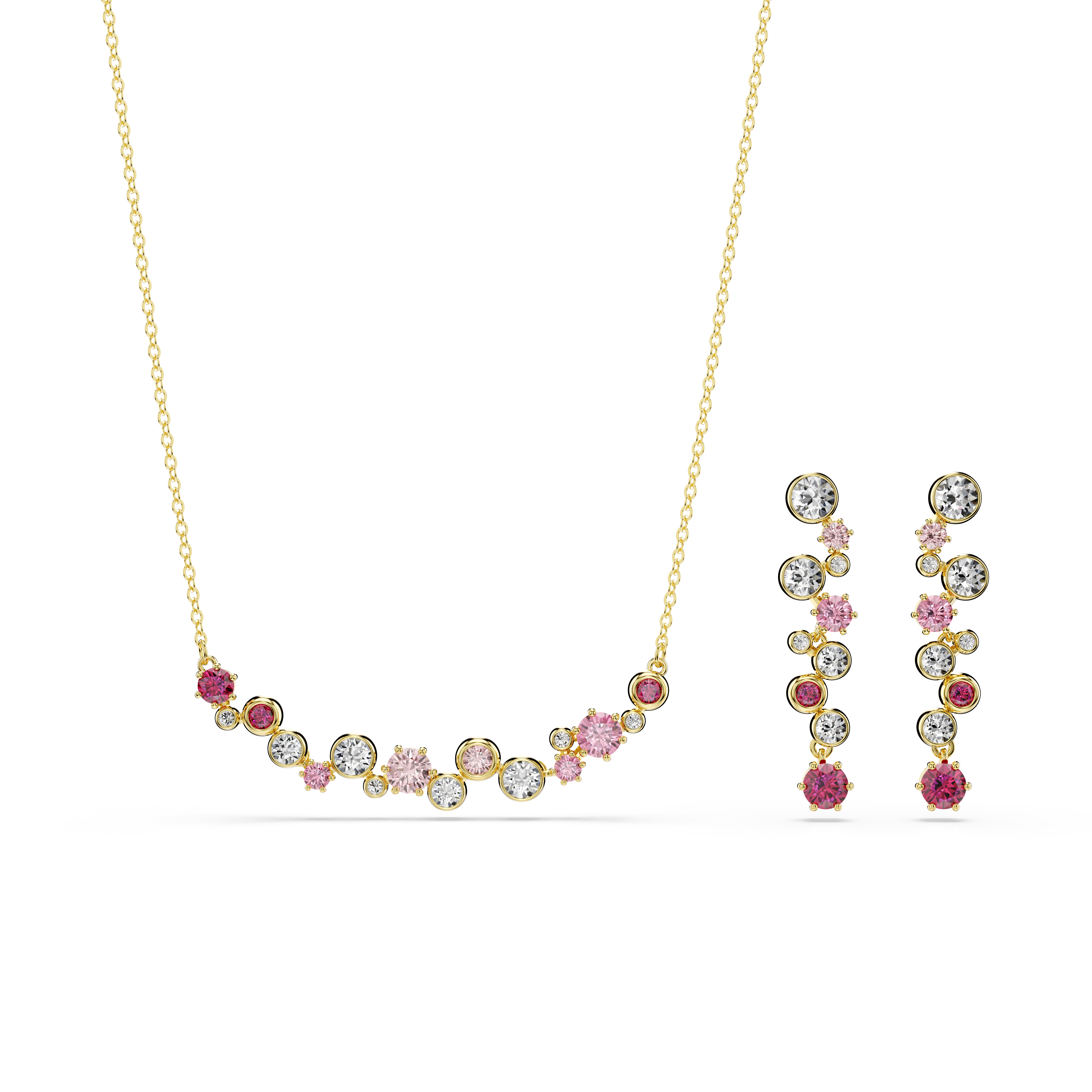Swarovski Constella set, Mixed cuts, Multicolored, Gold-tone plated 5722542
