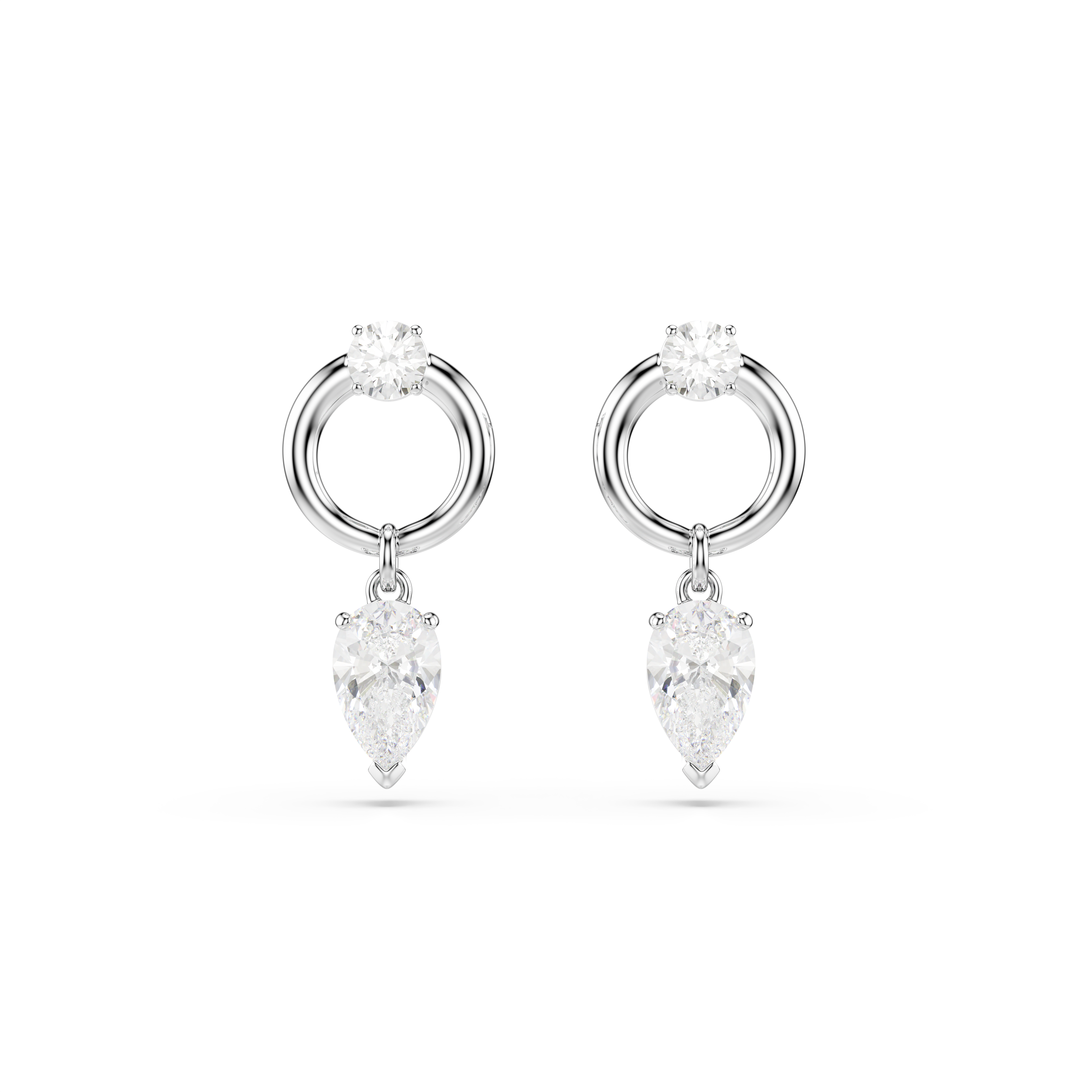 Swarovski Mesmera drop earrings, Mixed cuts, White, Rhodium plated 5723177