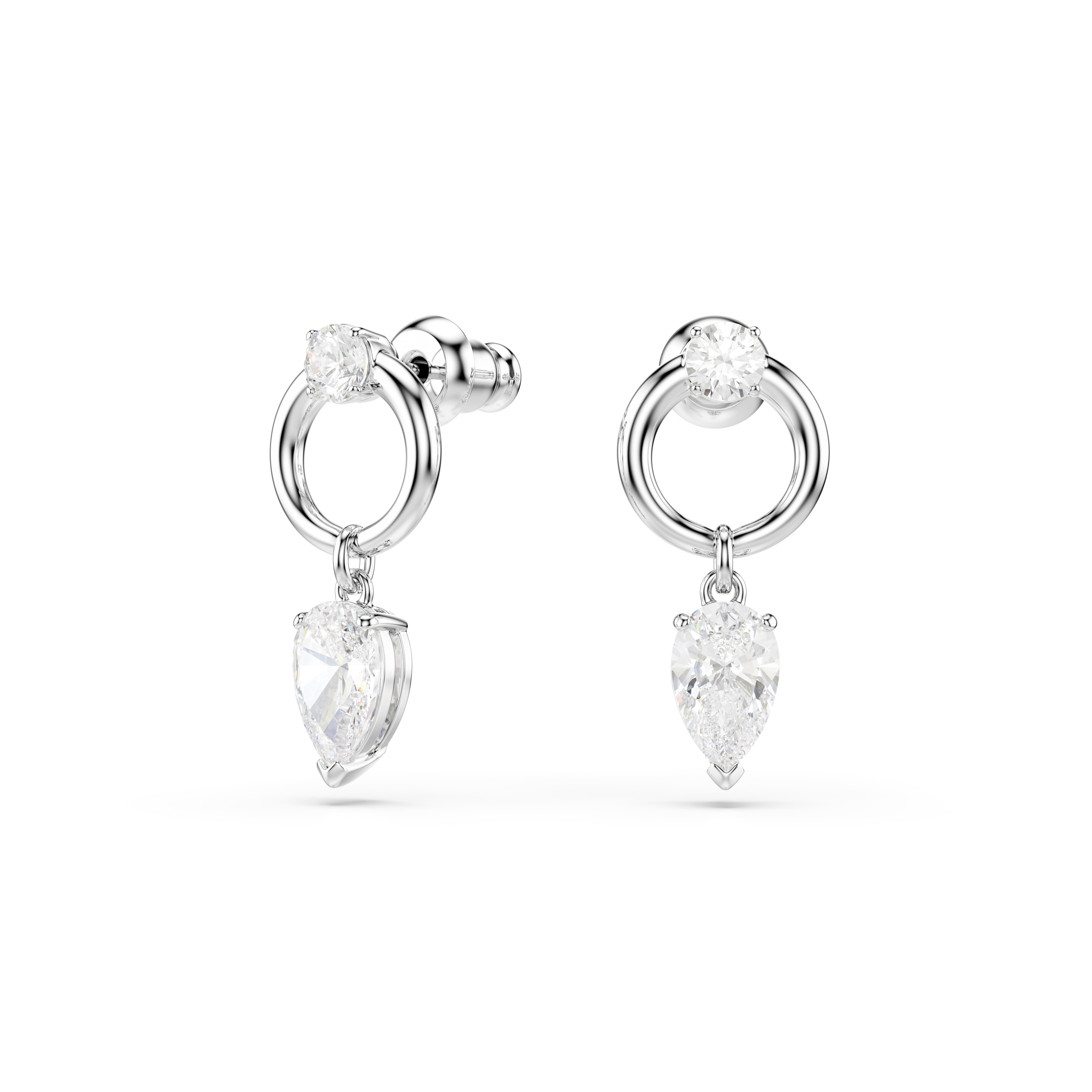 Swarovski Mesmera drop earrings, Mixed cuts, White, Rhodium plated 5723177