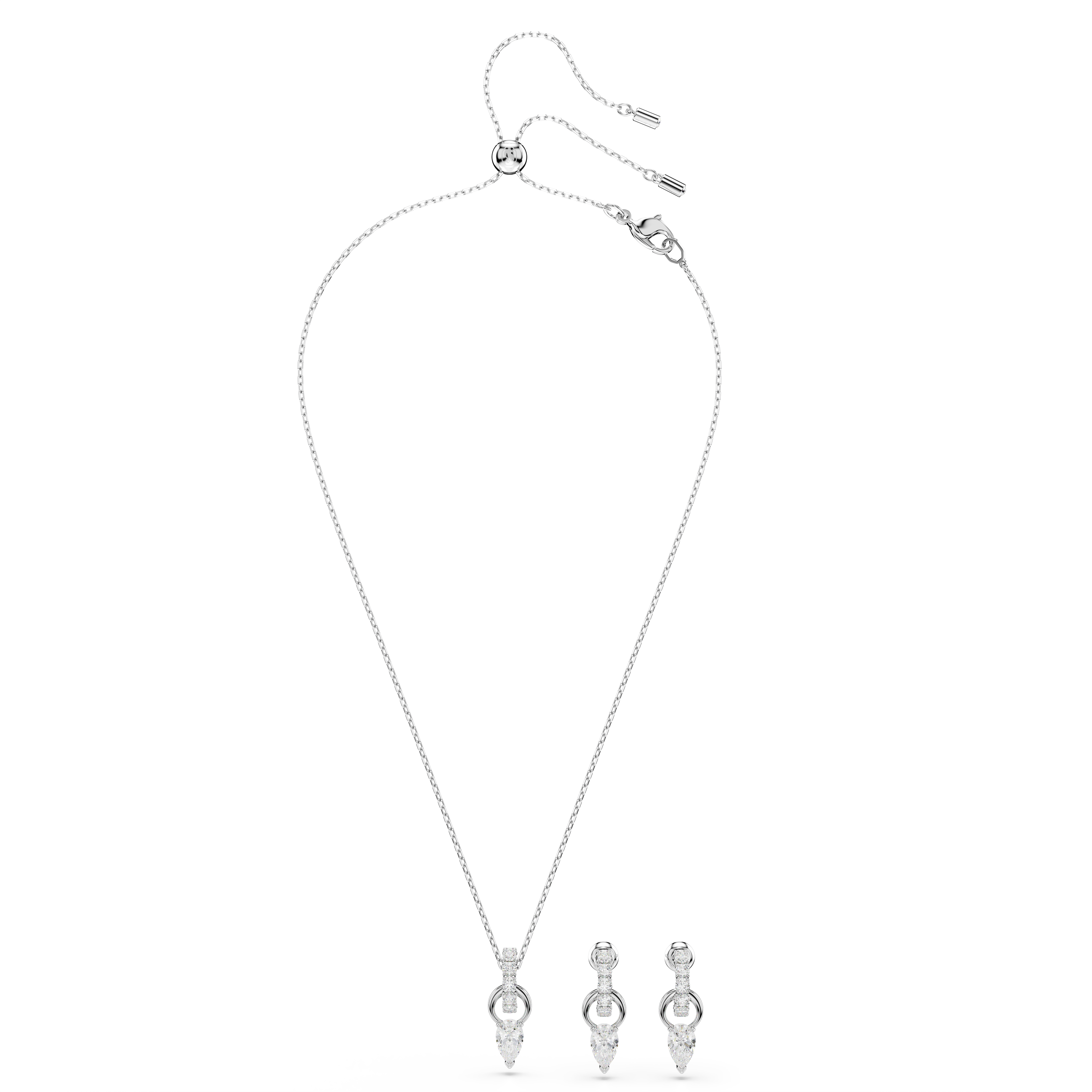 Swarovski Mesmera set, Pear cut, Round cut, White, Rhodium plated 5723197