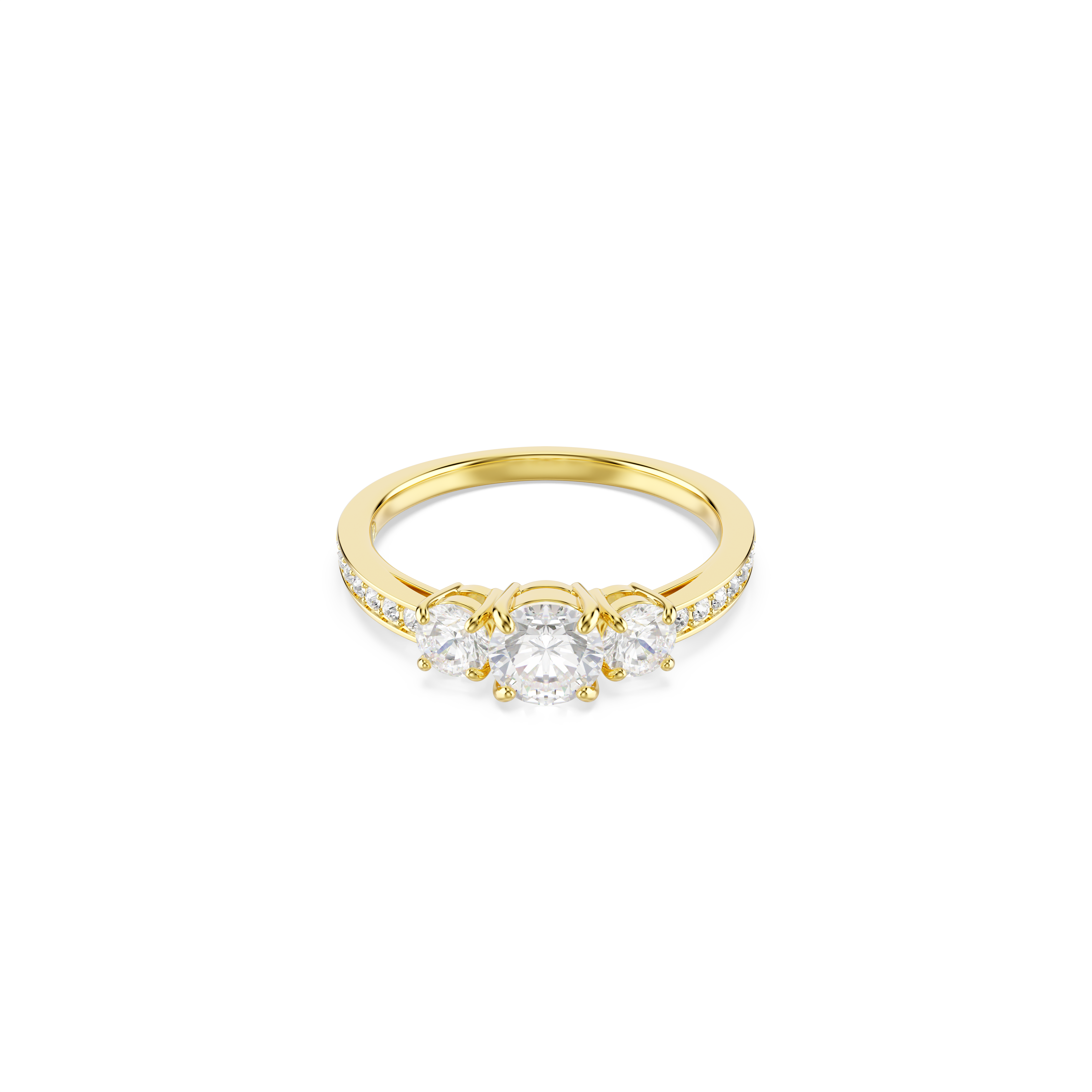 Swarovski Stilla Attract ring, Round cut, White, Gold-tone plated 5723291