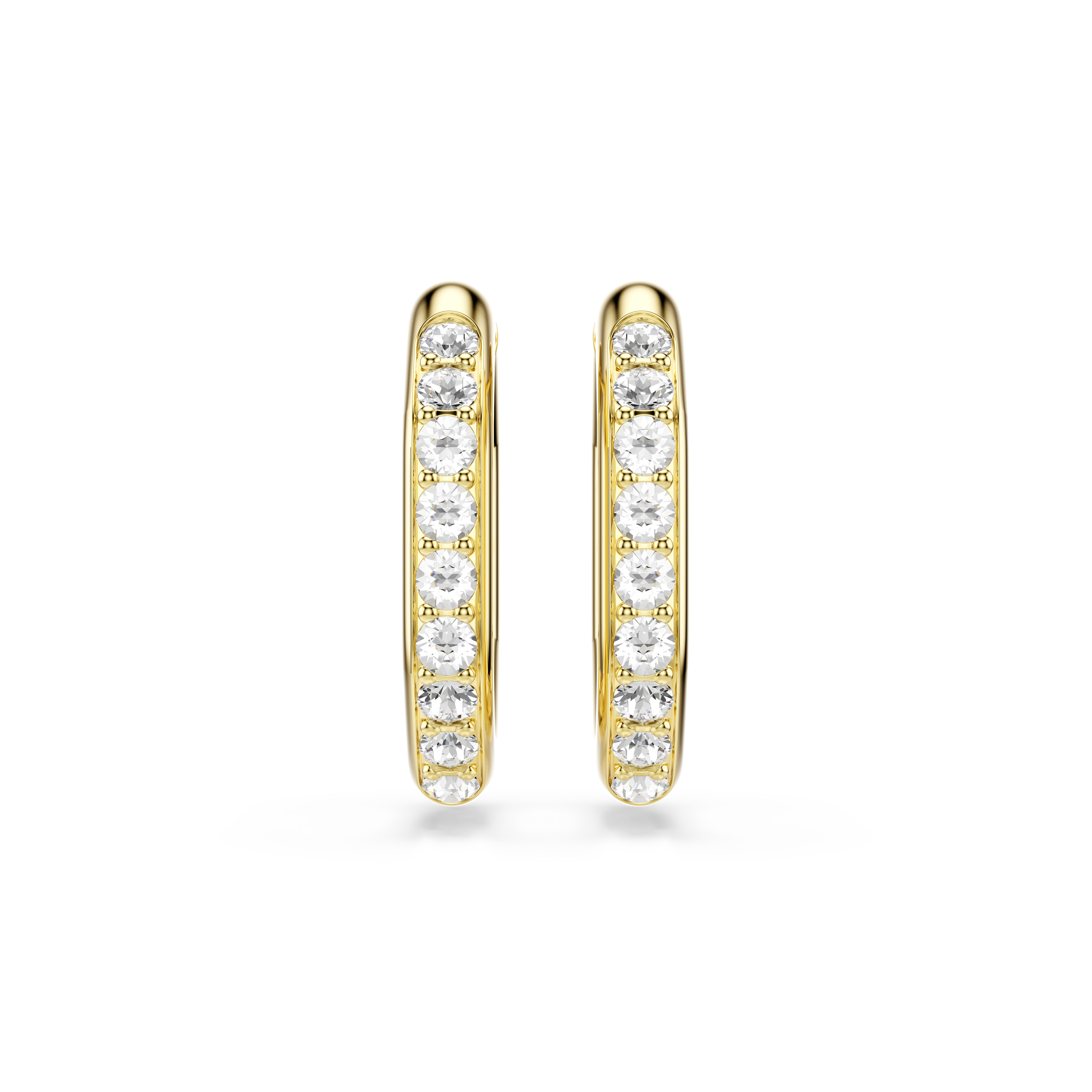 Swarovski Dextera hoop earrings, Octagon shape, Round cut, Medium, White, Gold-tone plated 5724584