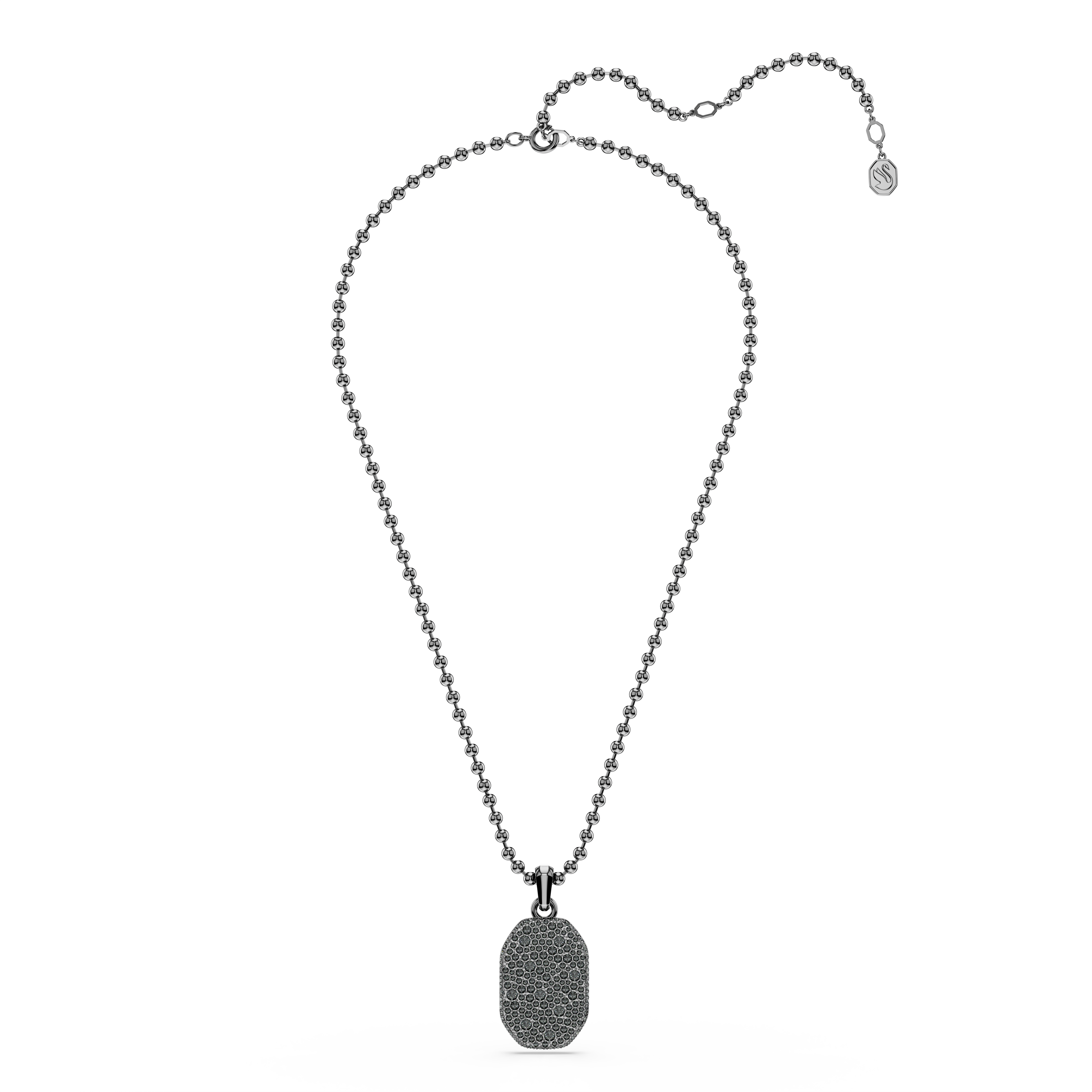 Swarovski Dextera pendant, Octagon shape, Round cut, Black, Ruthenium plated 5724595