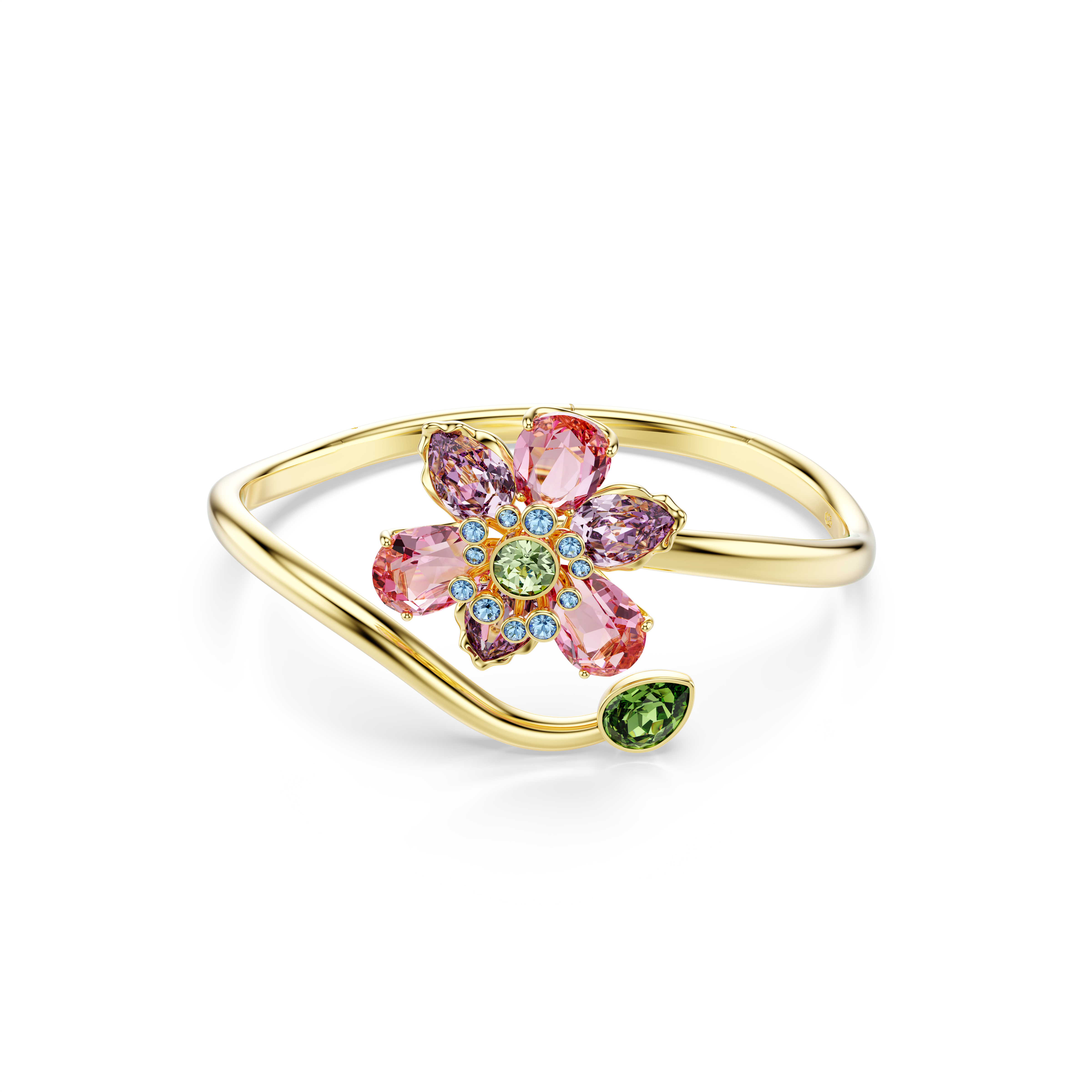Swarovski Bangle, Mixed cuts, Flower, Multicolored, Gold-tone plated 5724740