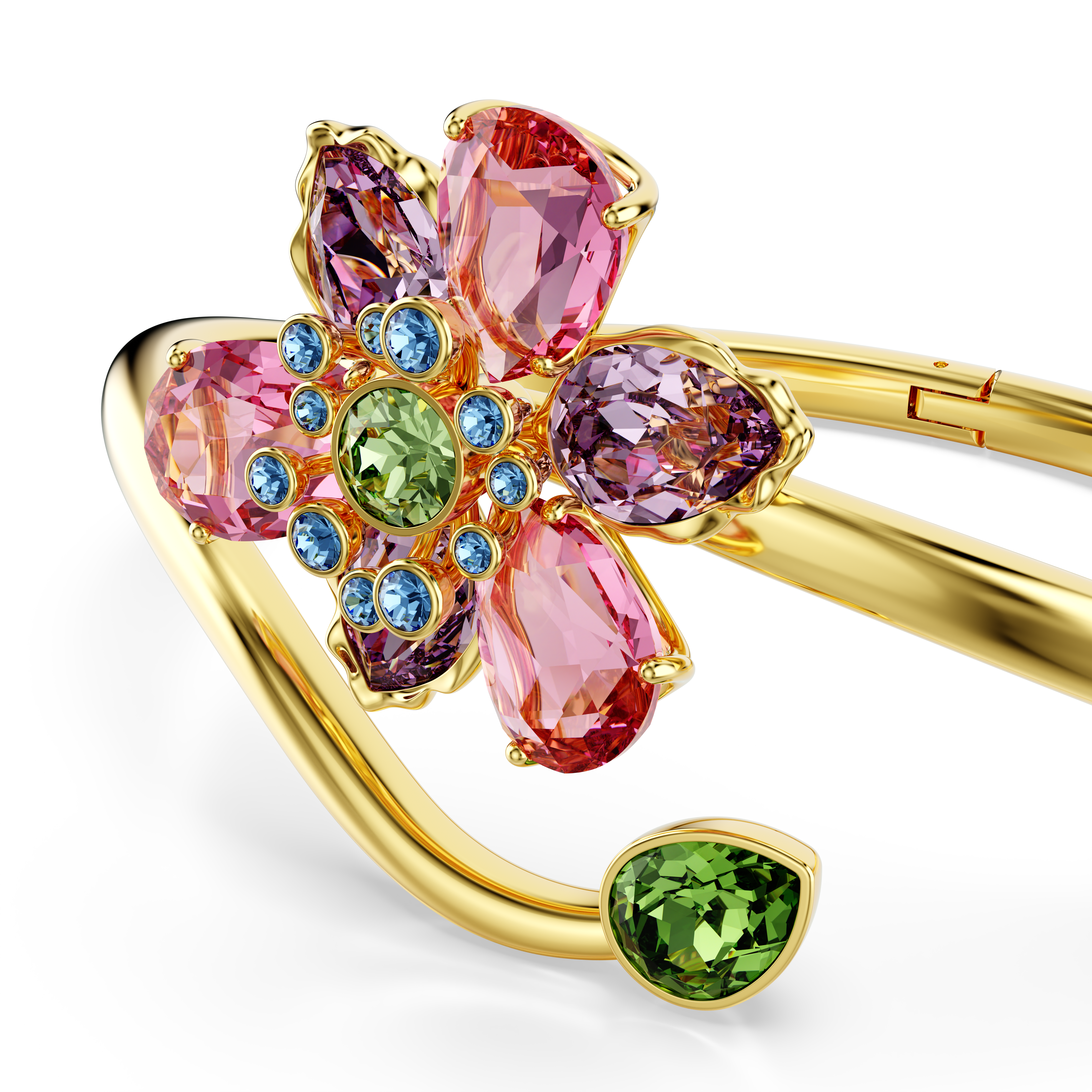 Swarovski Bangle, Mixed cuts, Flower, Multicolored, Gold-tone plated 5724740