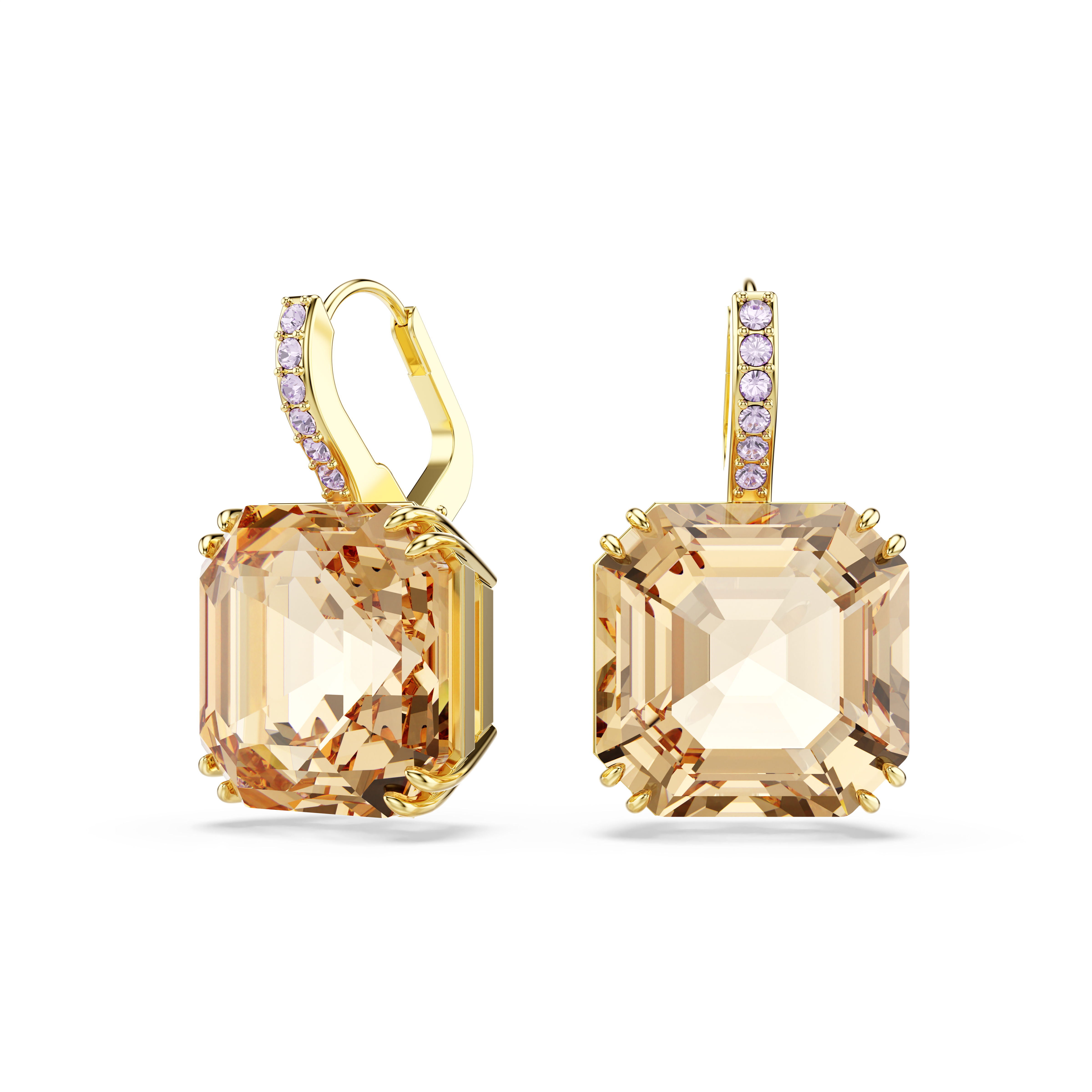 Swarovski Millenia drop earrings, Mixed cuts, Caramel, Gold-tone plated 5725744