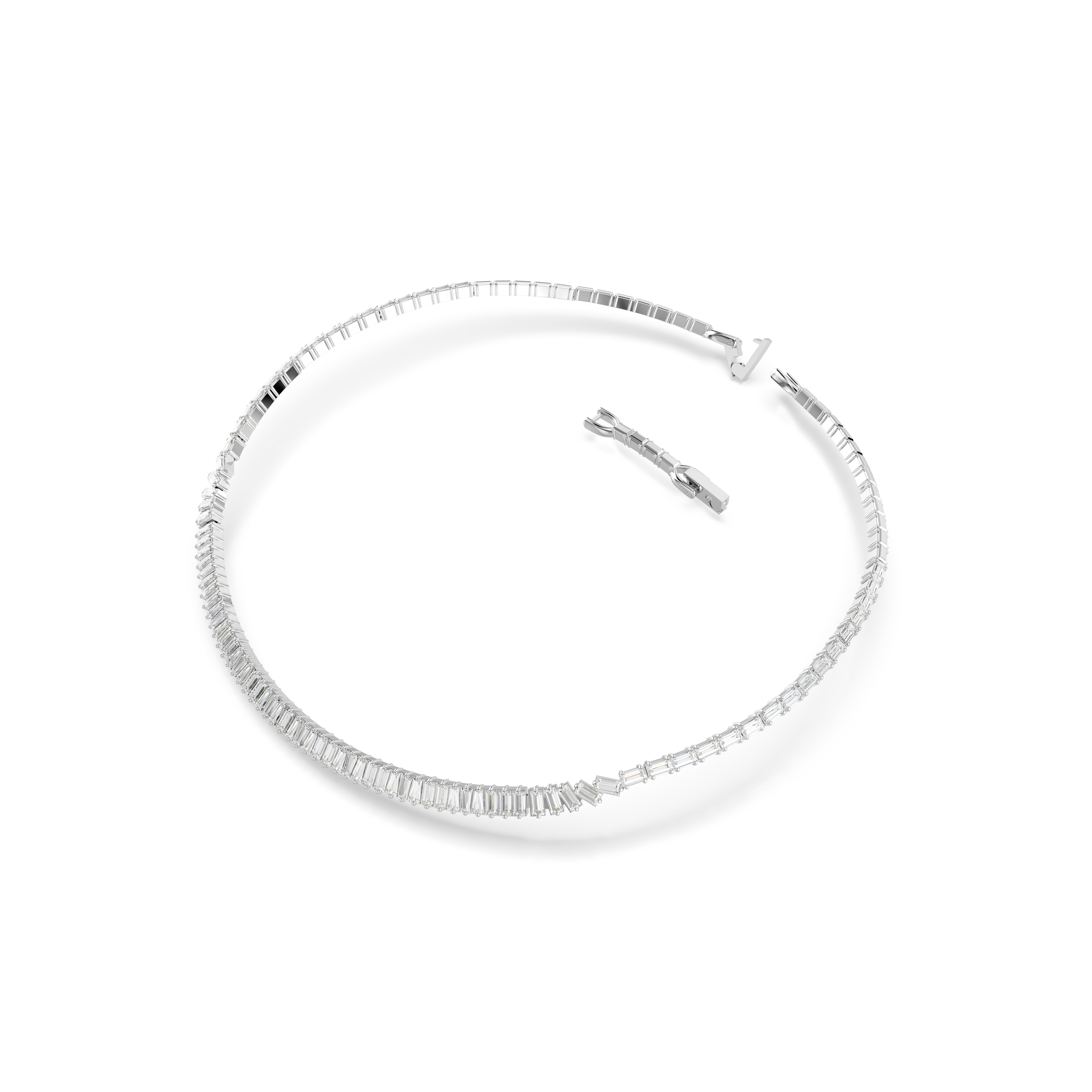 Swarovski Matrix necklace, Baguette cut, White, Rhodium plated 5727111