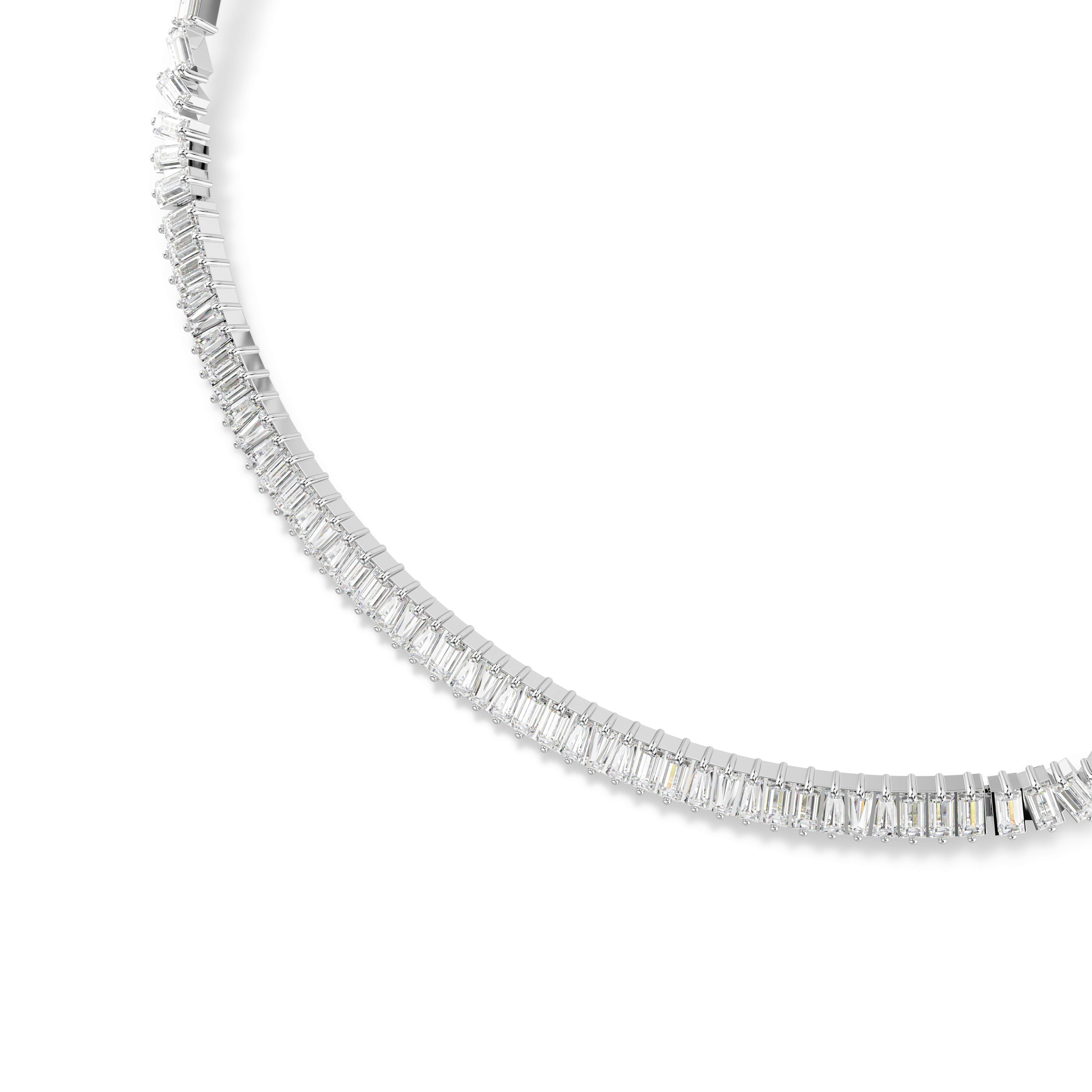 Swarovski Matrix necklace, Baguette cut, White, Rhodium plated 5727111