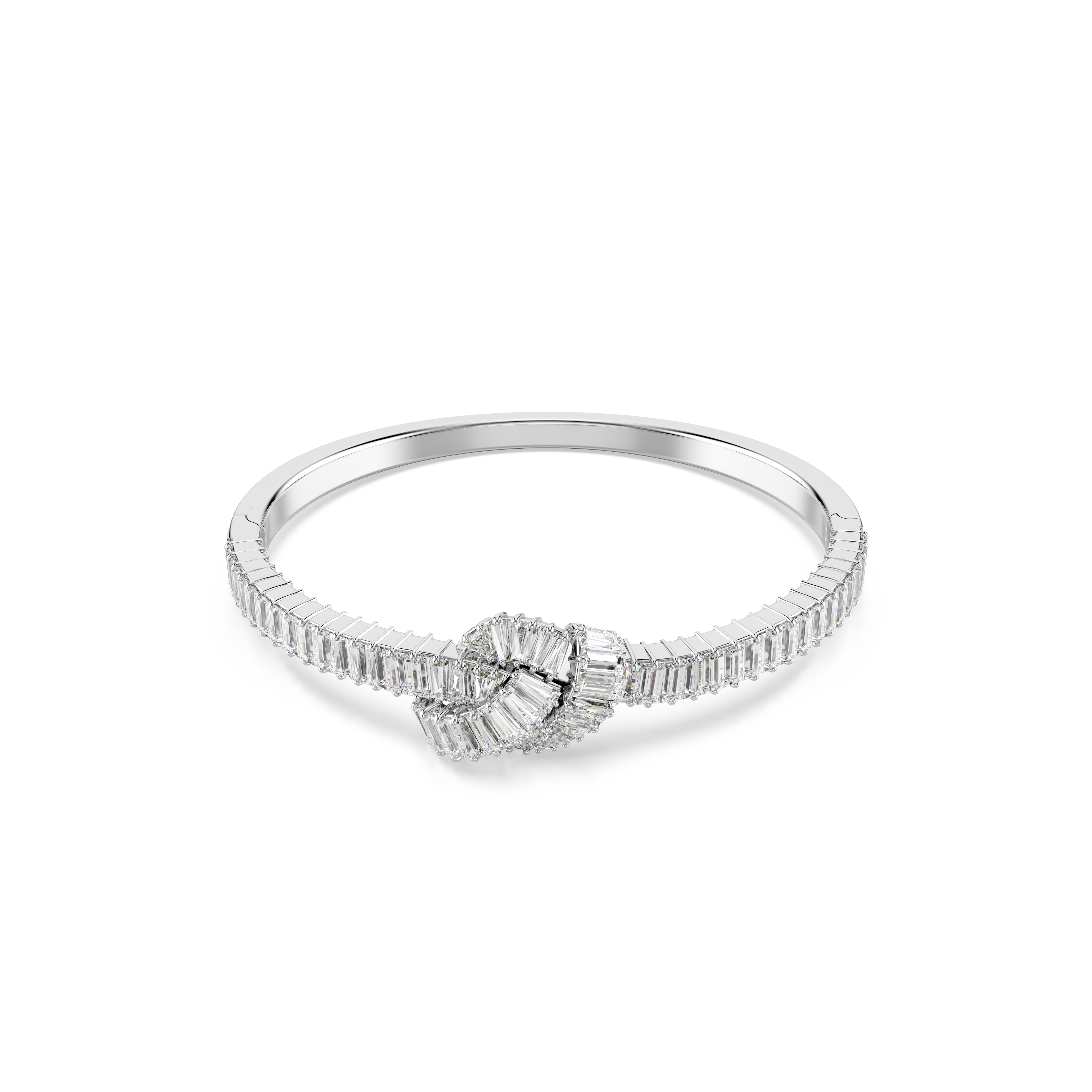 Swarovski Matrix bangle, Baguette cut, Knot, White, Rhodium plated 5727120