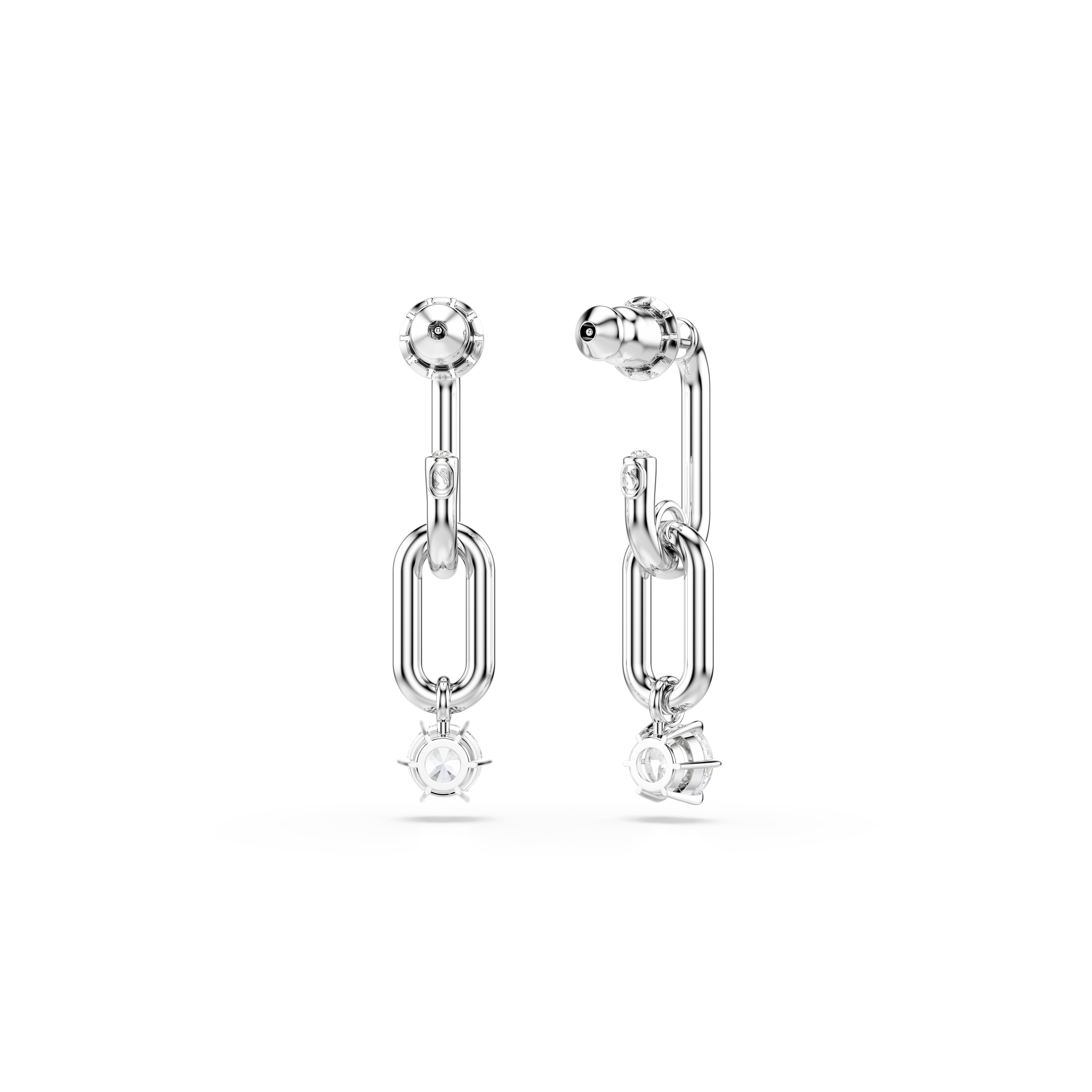Swarovski Constella drop earrings, Round cut, White, Rhodium plated 5728584