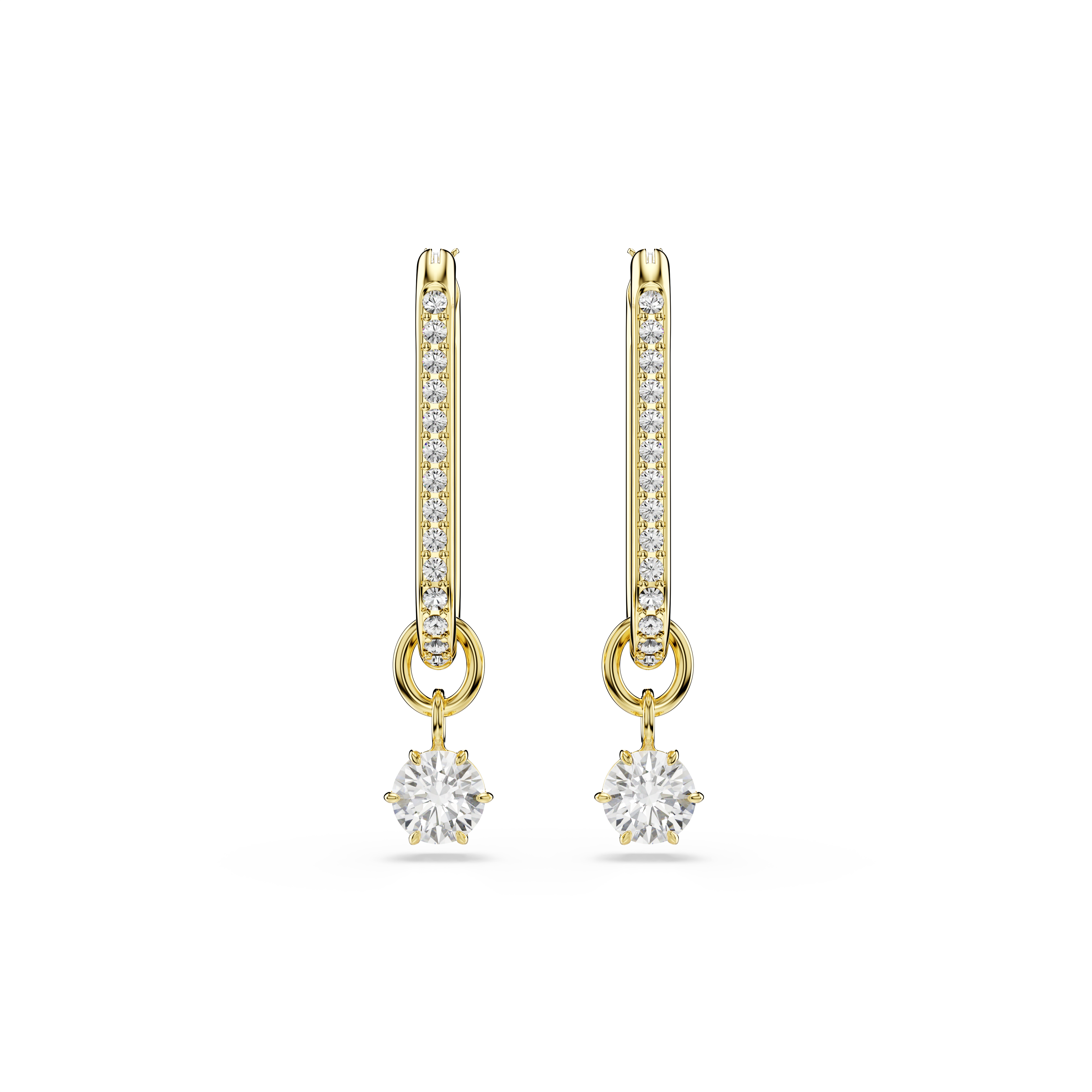 Swarovski Constella drop earrings, Round cut, White, Gold-tone plated 5728587