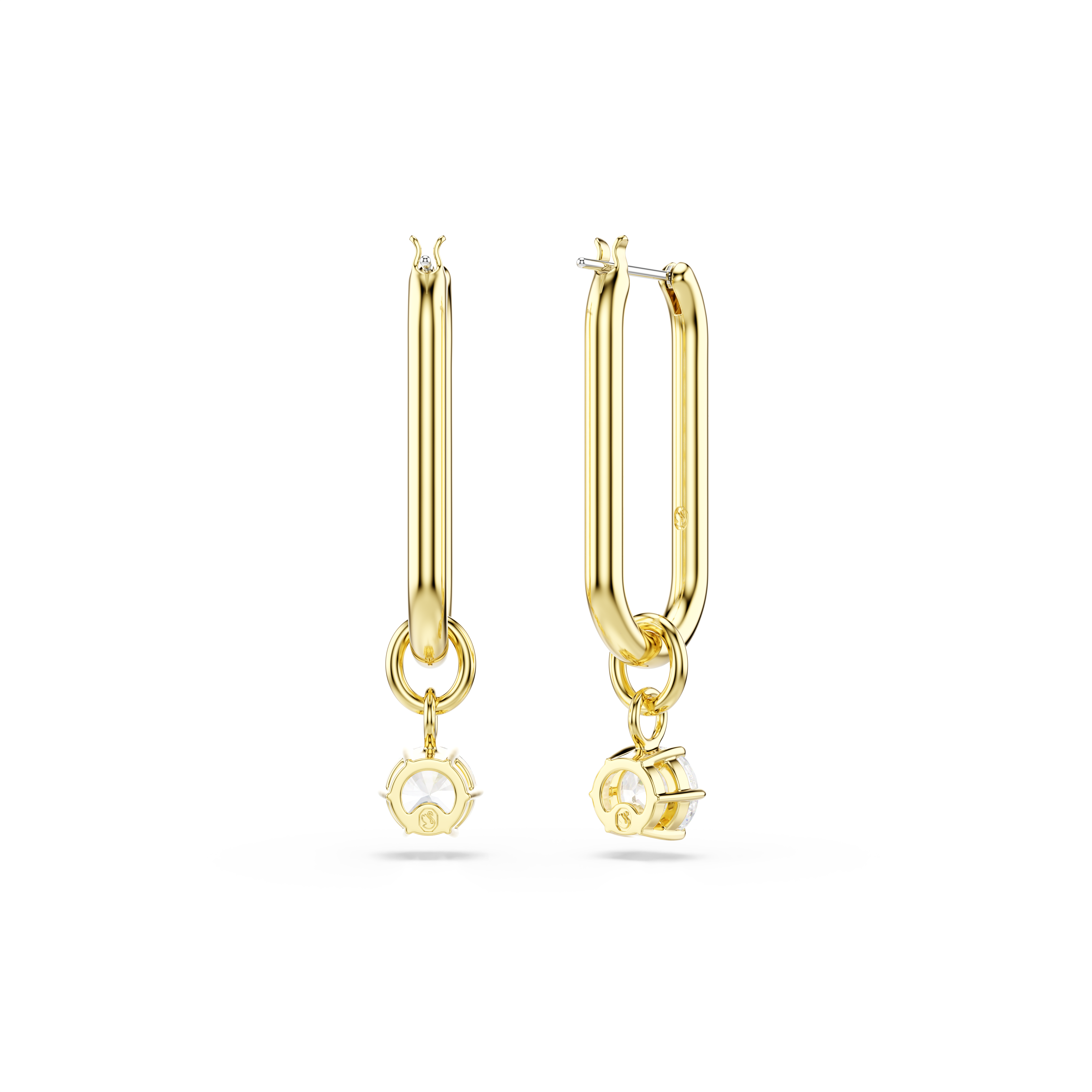 Swarovski Constella drop earrings, Round cut, White, Gold-tone plated 5728587