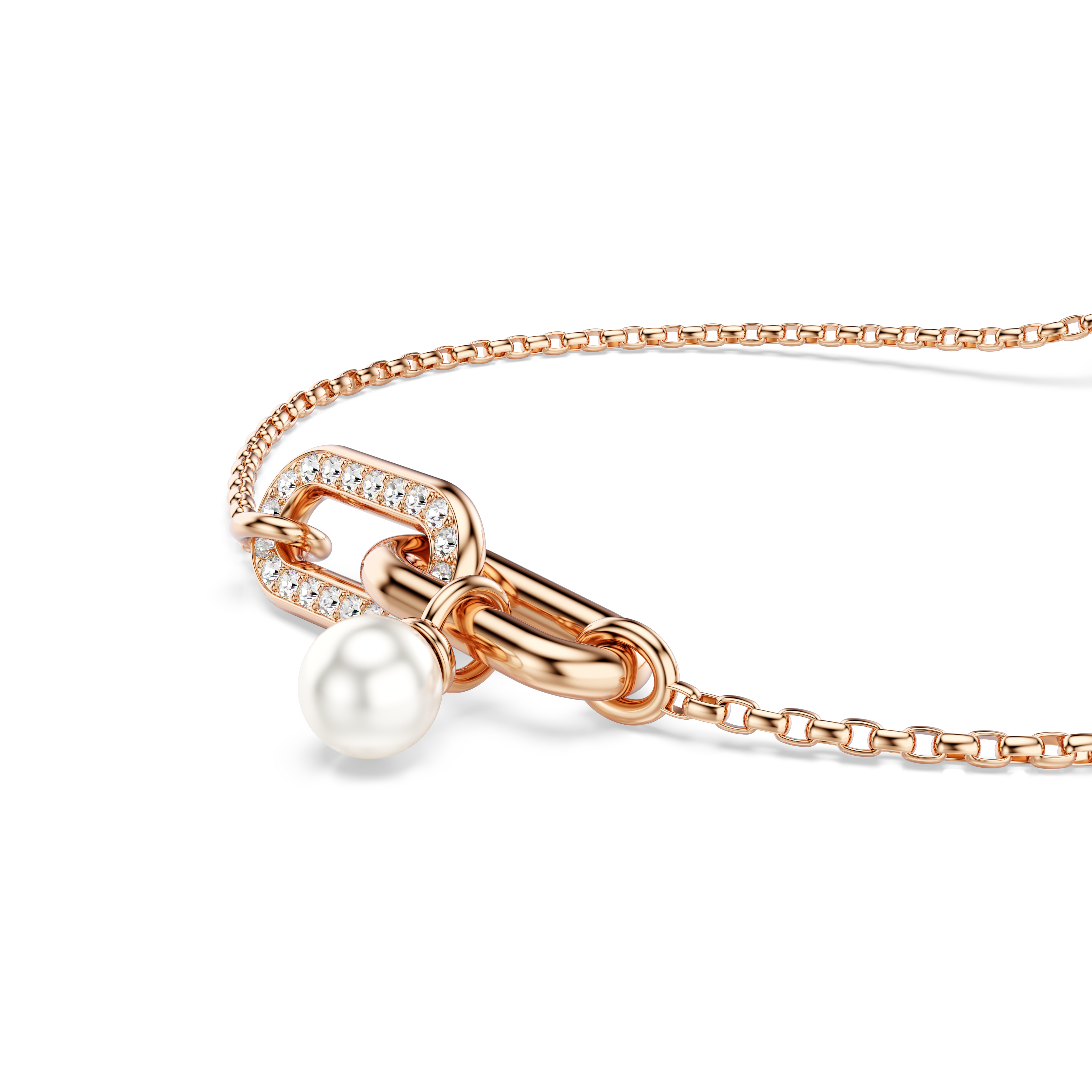 Swarovski Constella bracelet, Crystal pearl, Round cut, White, Rose gold-tone plated 5728588