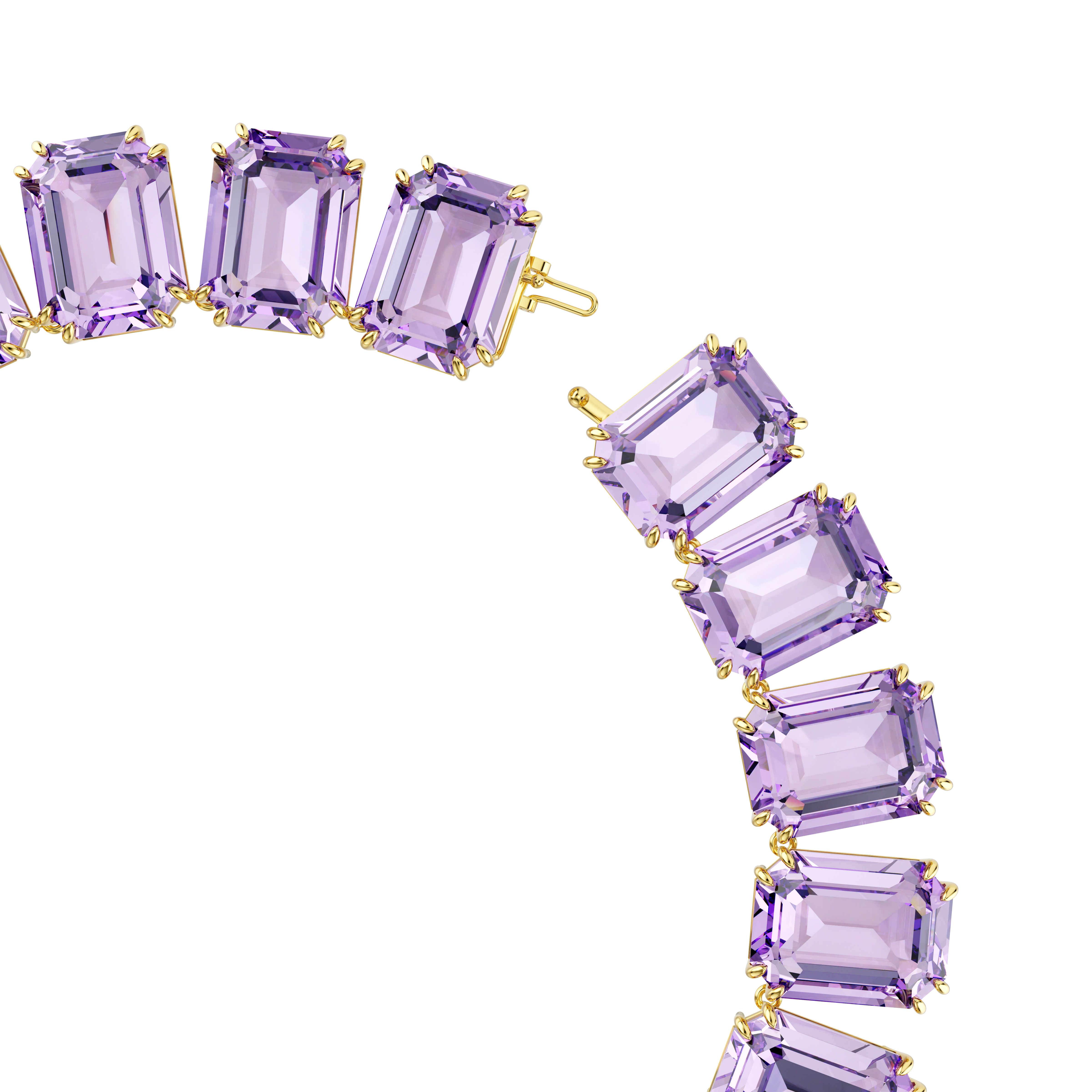 Swarovski Millenia necklace, Oversized crystals, Octagon cut, Purple, Gold-tone plated 5730323