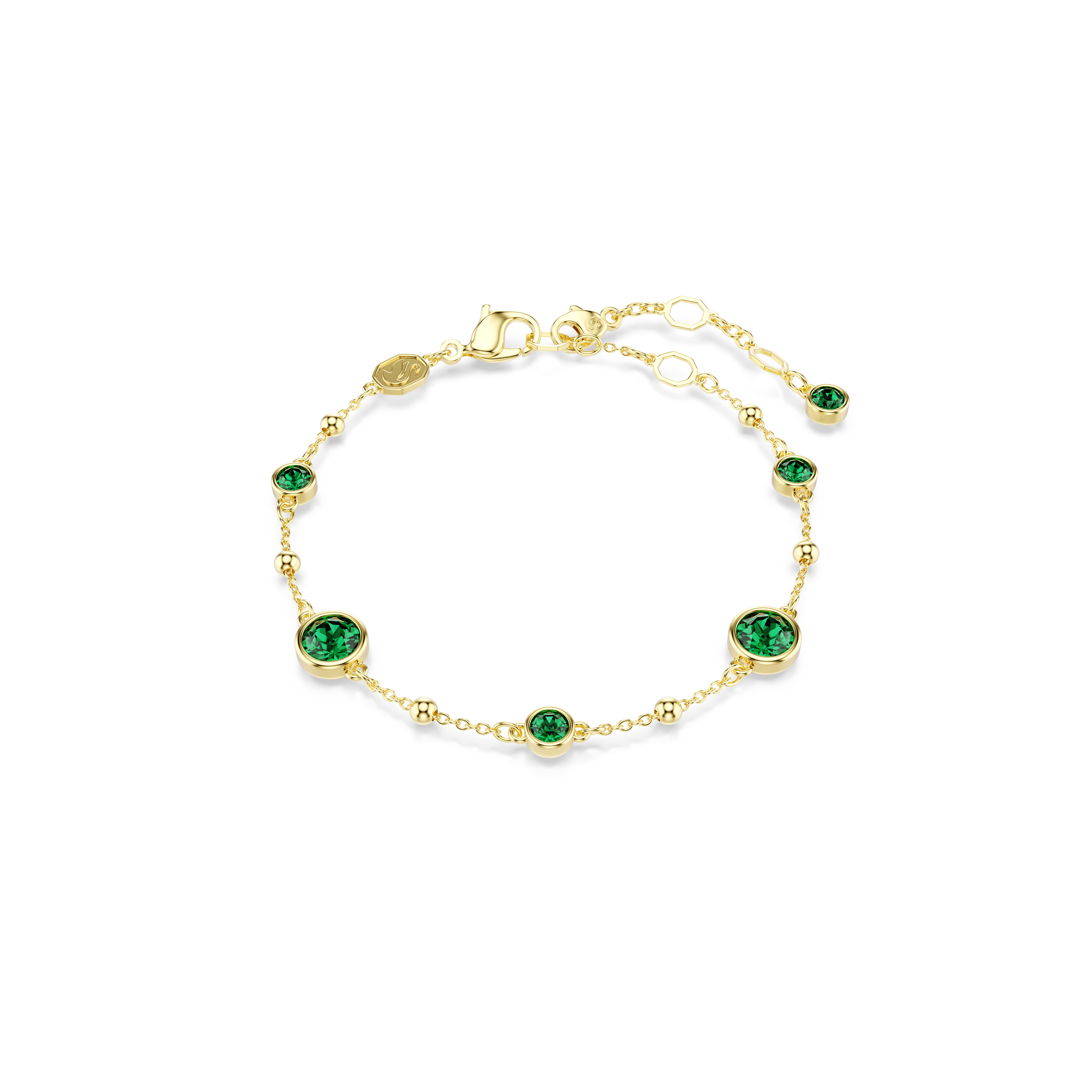 Swarovski Imber bracelet, Round cut, Green, Gold-tone plated 5730676