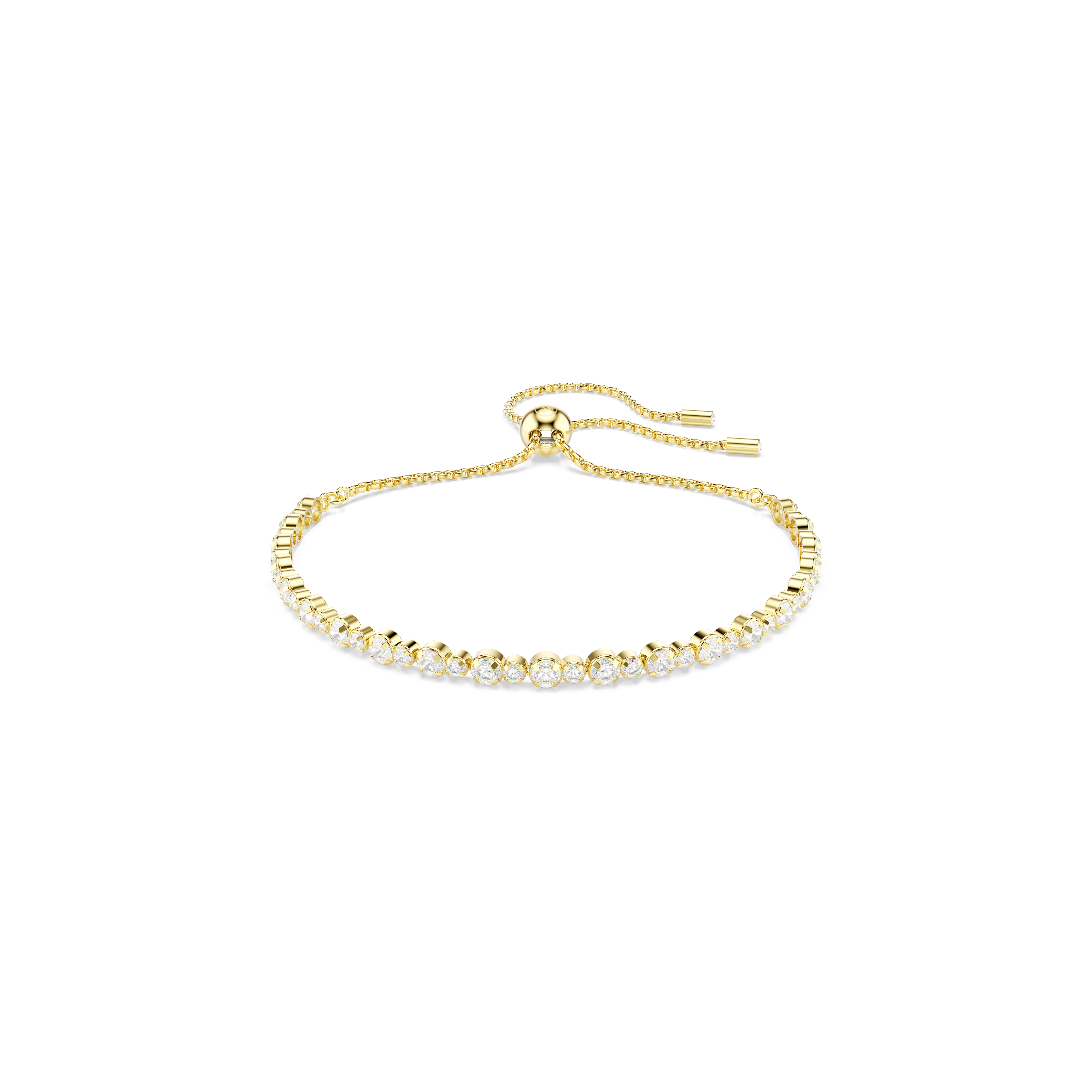 Swarovski Matrix Tennis bracelet, Round cut, White, Gold-tone plated 5730709