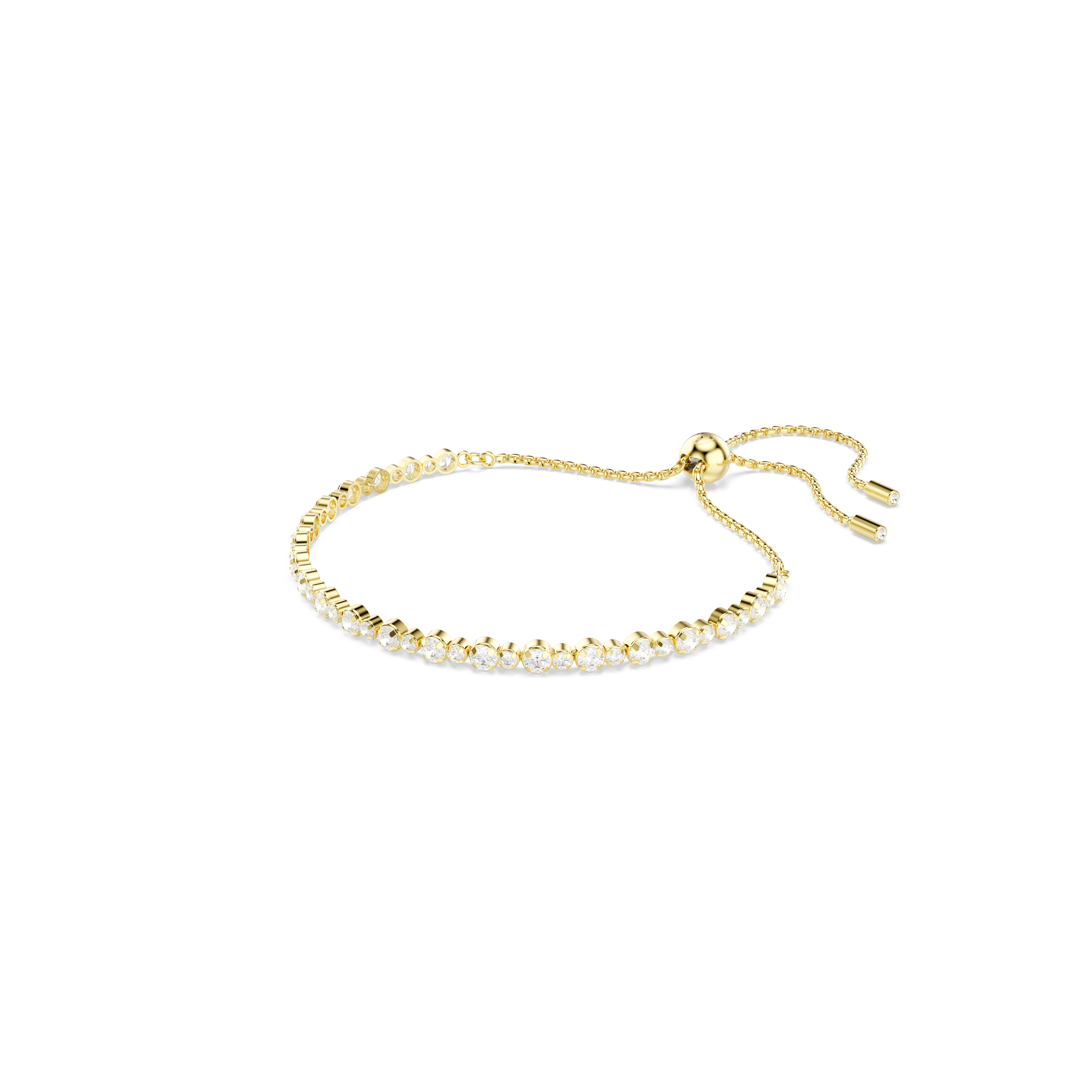 Swarovski Matrix Tennis bracelet, Round cut, White, Gold-tone plated 5730709