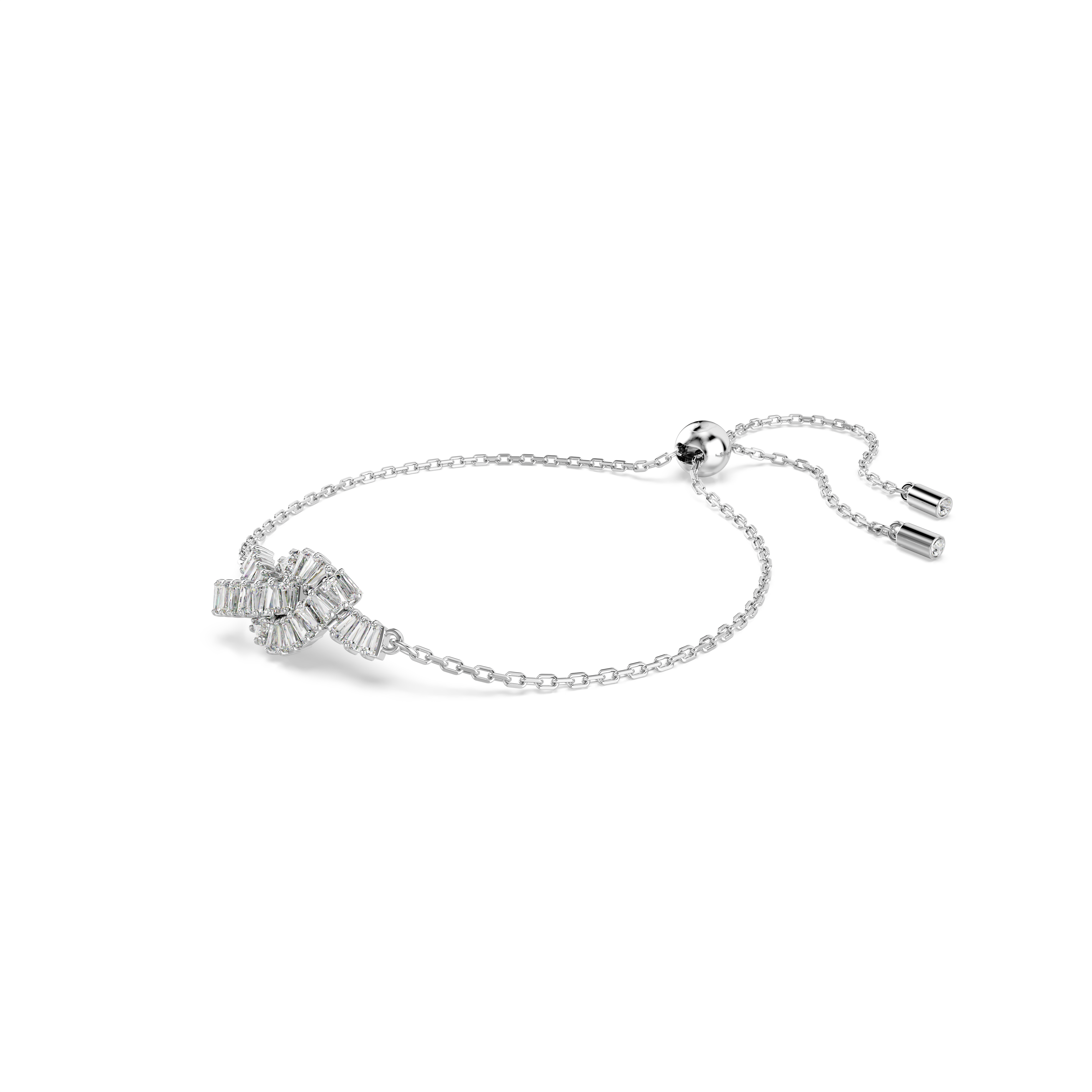 Swarovski Matrix bracelet, Baguette cut, Knot, White, Rhodium plated 5731101