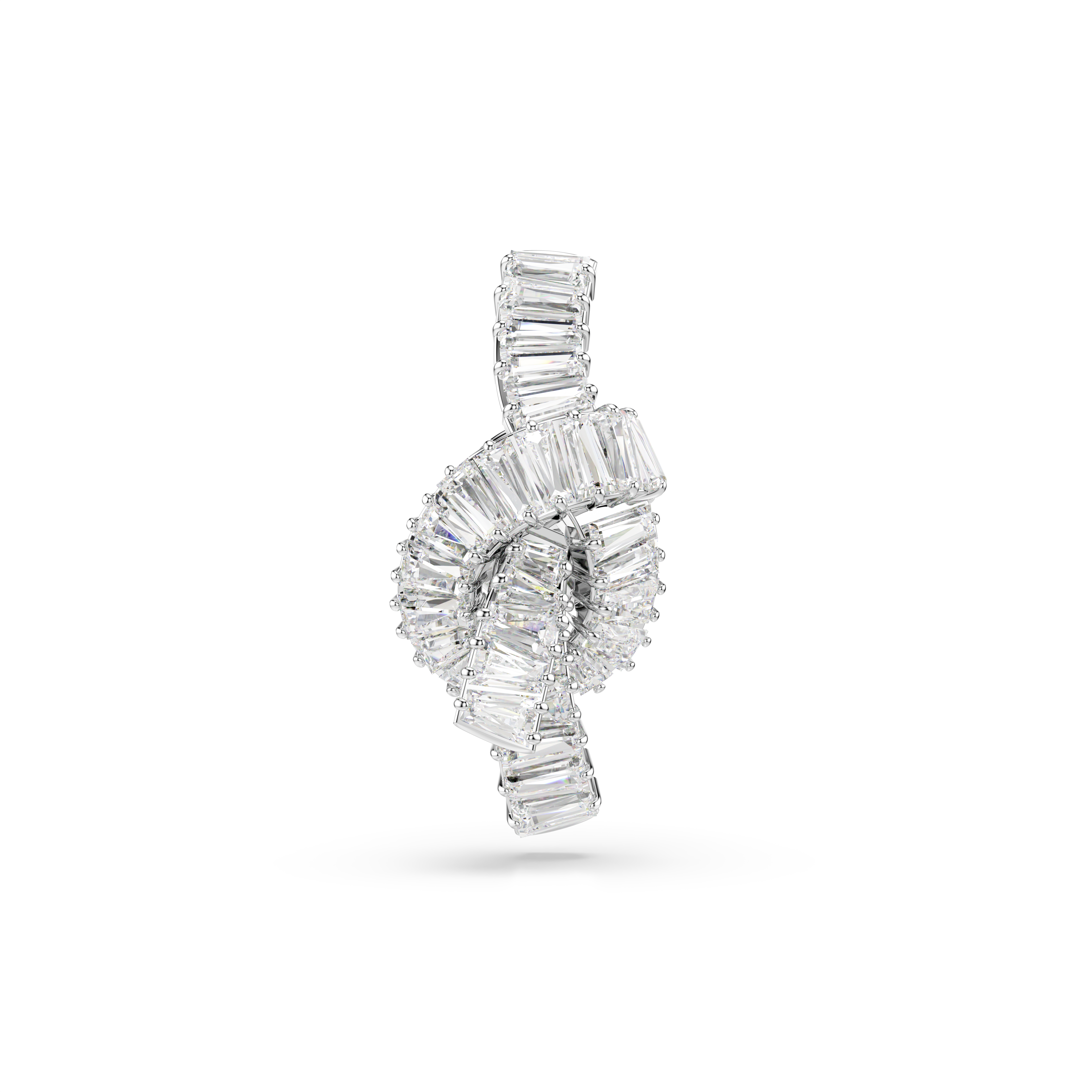 Swarovski Matrix tack pin, Baguette cut, Knot, White, Rhodium plated 5731102