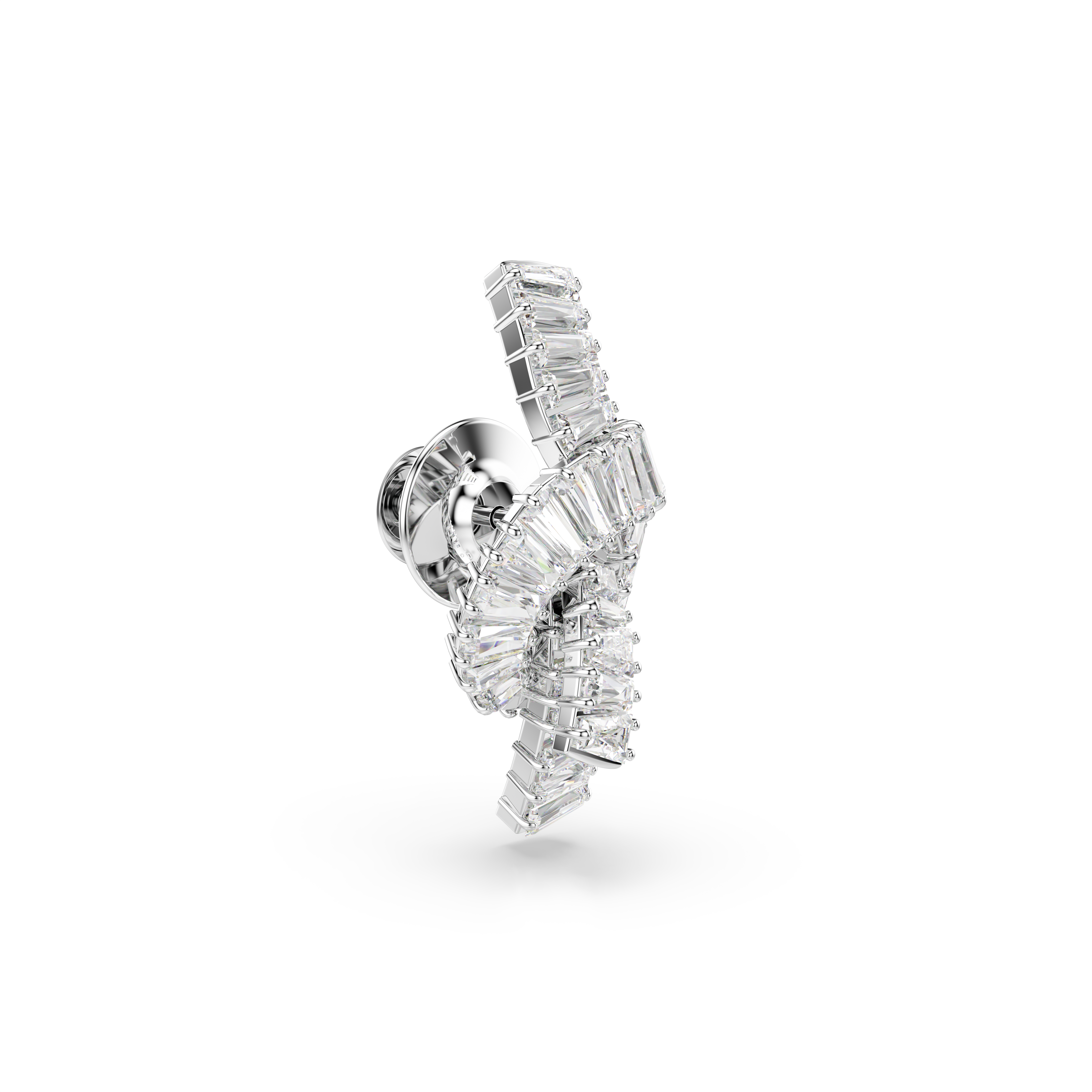 Swarovski Matrix tack pin, Baguette cut, Knot, White, Rhodium plated 5731102