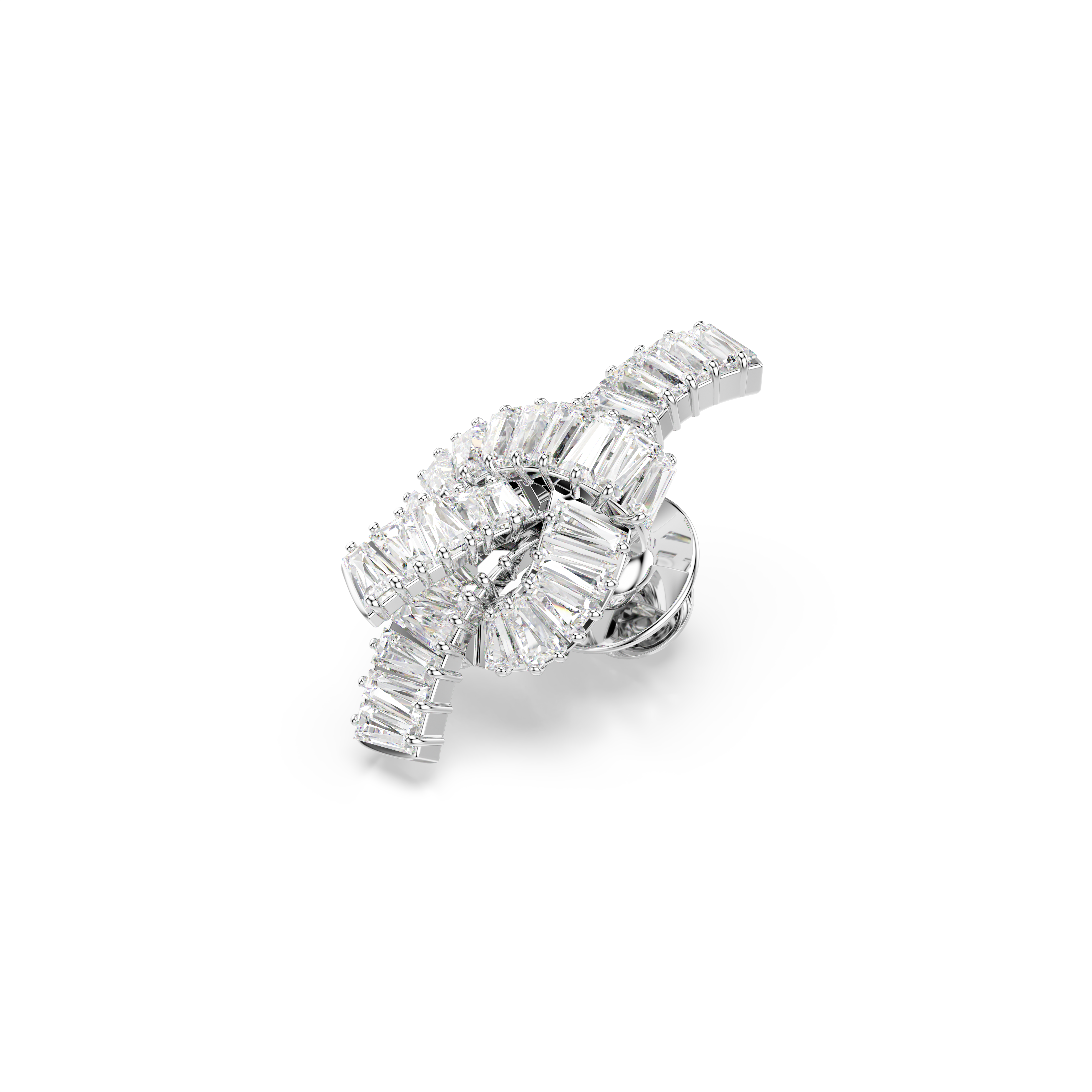 Swarovski Matrix tack pin, Baguette cut, Knot, White, Rhodium plated 5731102