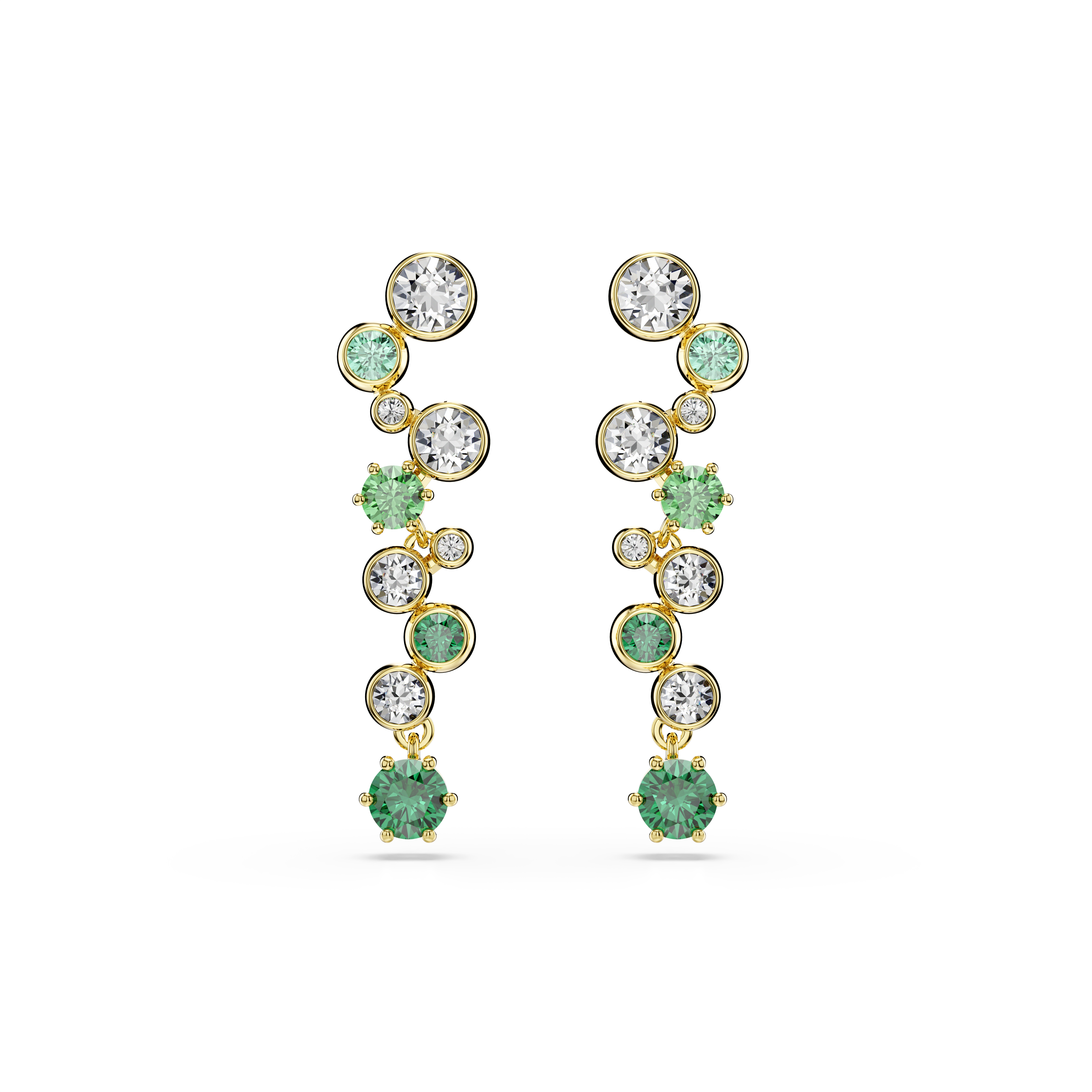 Swarovski Constella drop earrings, Mixed cuts, Green, Gold-tone plated 5732248