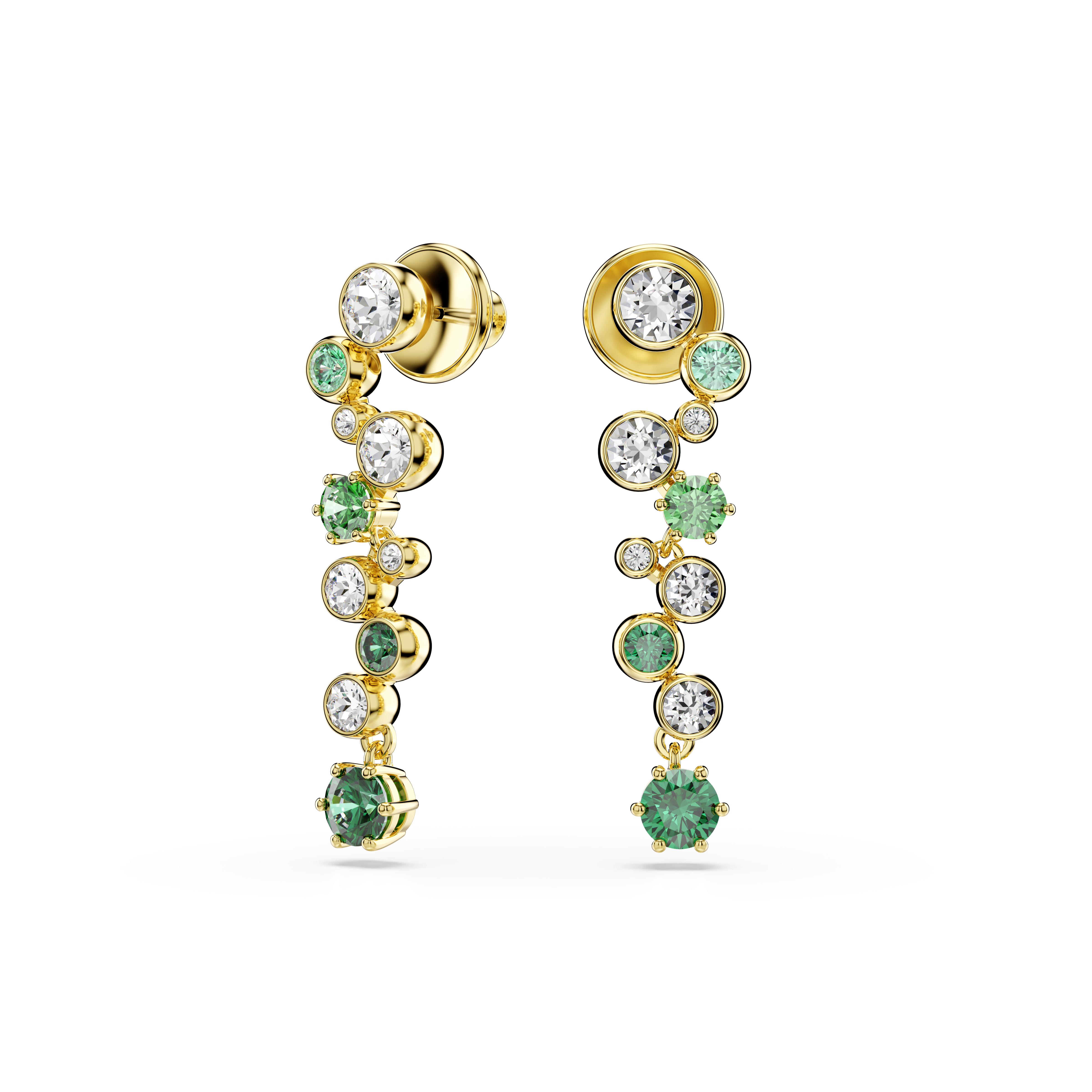 Swarovski Constella drop earrings, Mixed cuts, Green, Gold-tone plated 5732248