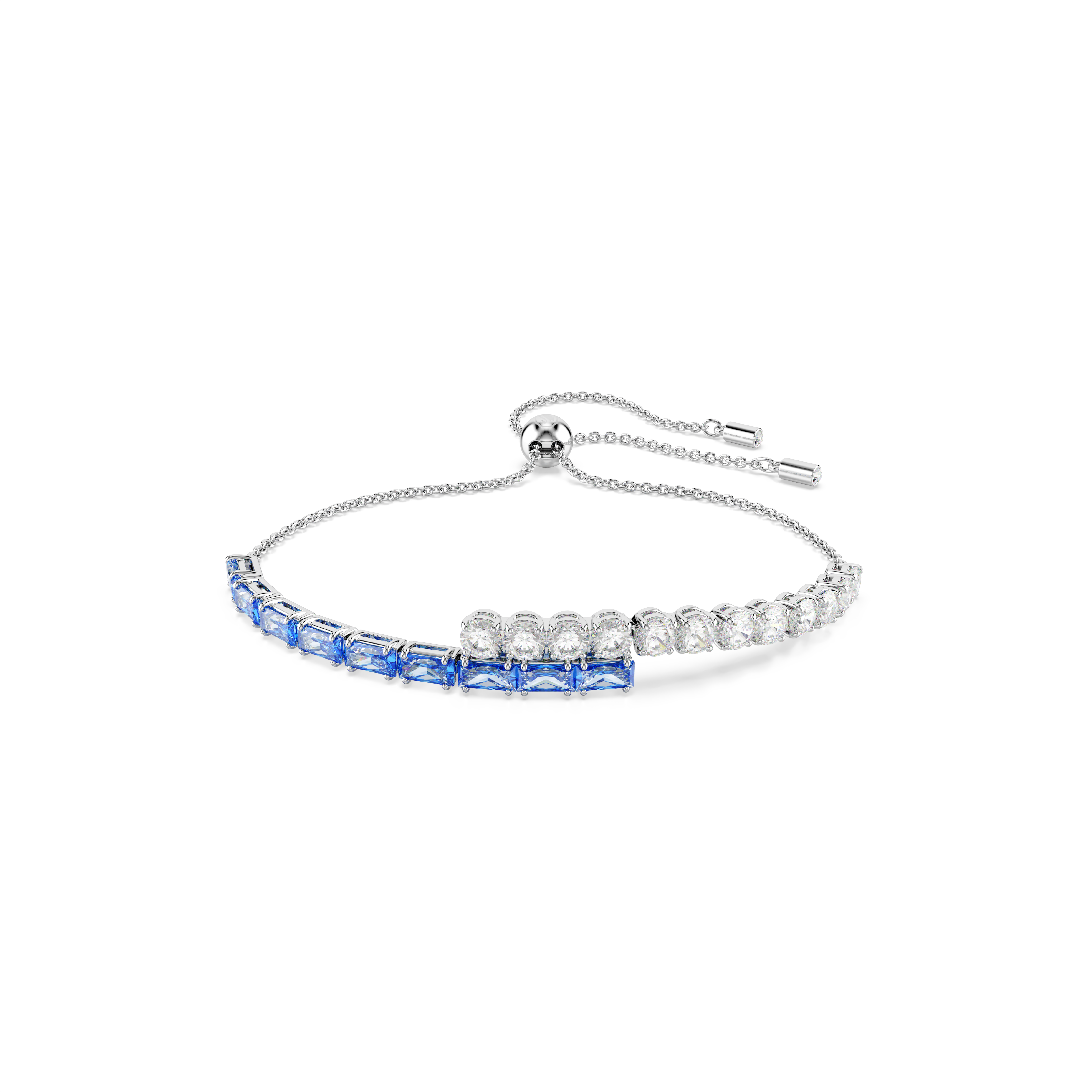 Swarovski Matrix Tennis bracelet, Mixed cuts, Blue, Rhodium plated 5732266