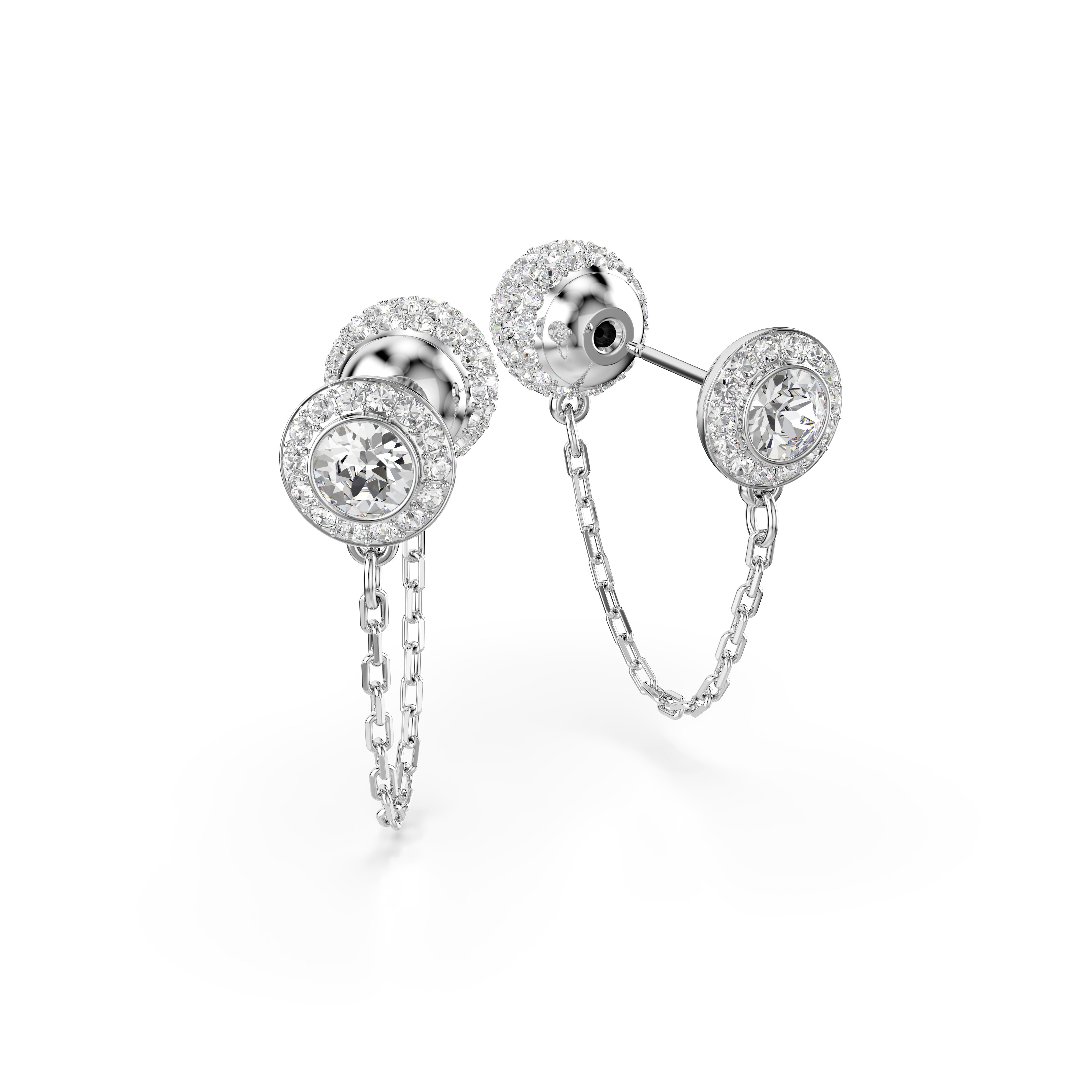 Swarovski Una Angelic drop earrings, Round cut, White, Rhodium plated 5732273