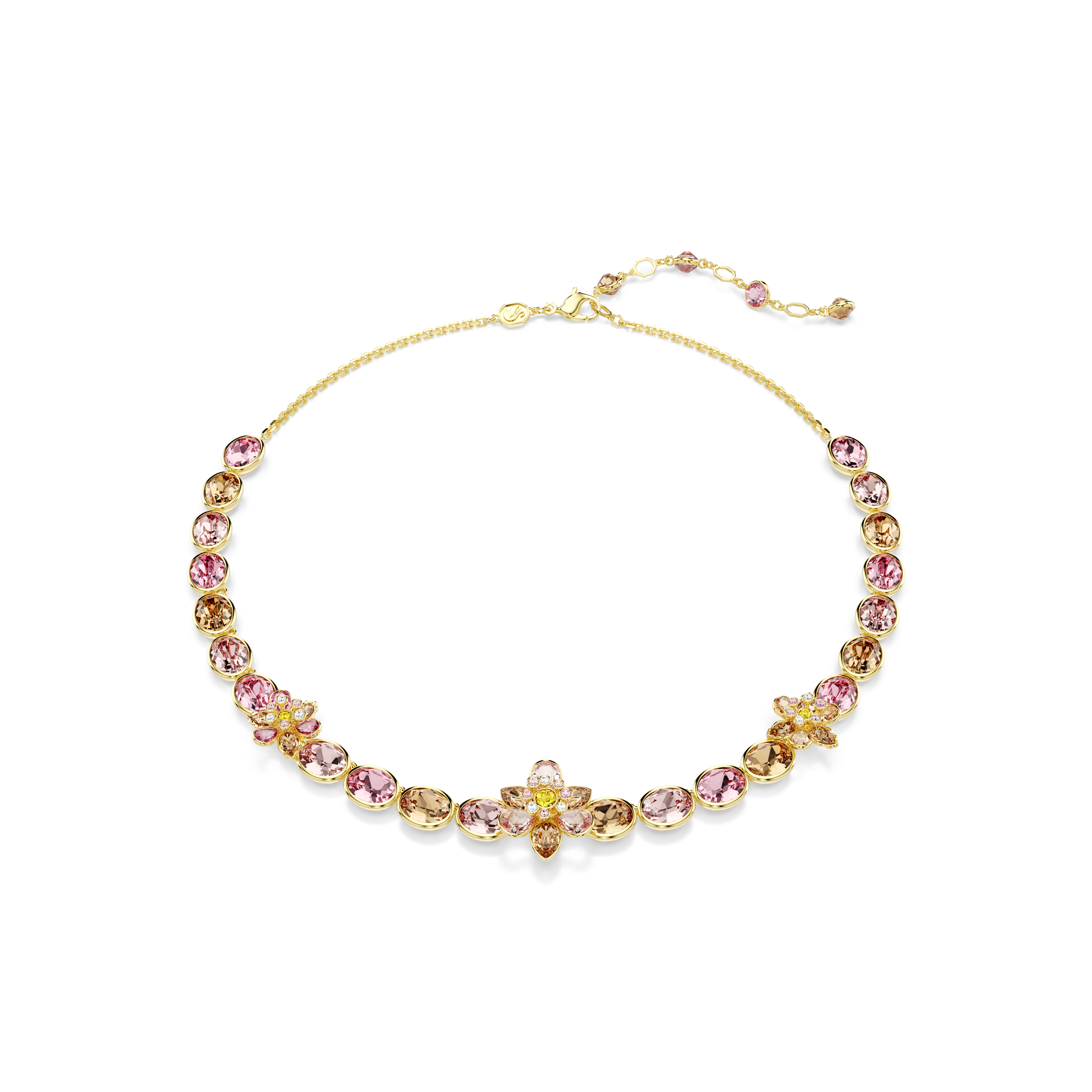 Swarovski Idyllia necklace, Mixed cuts, Flower, Multicolored, Gold-tone plated 5732385