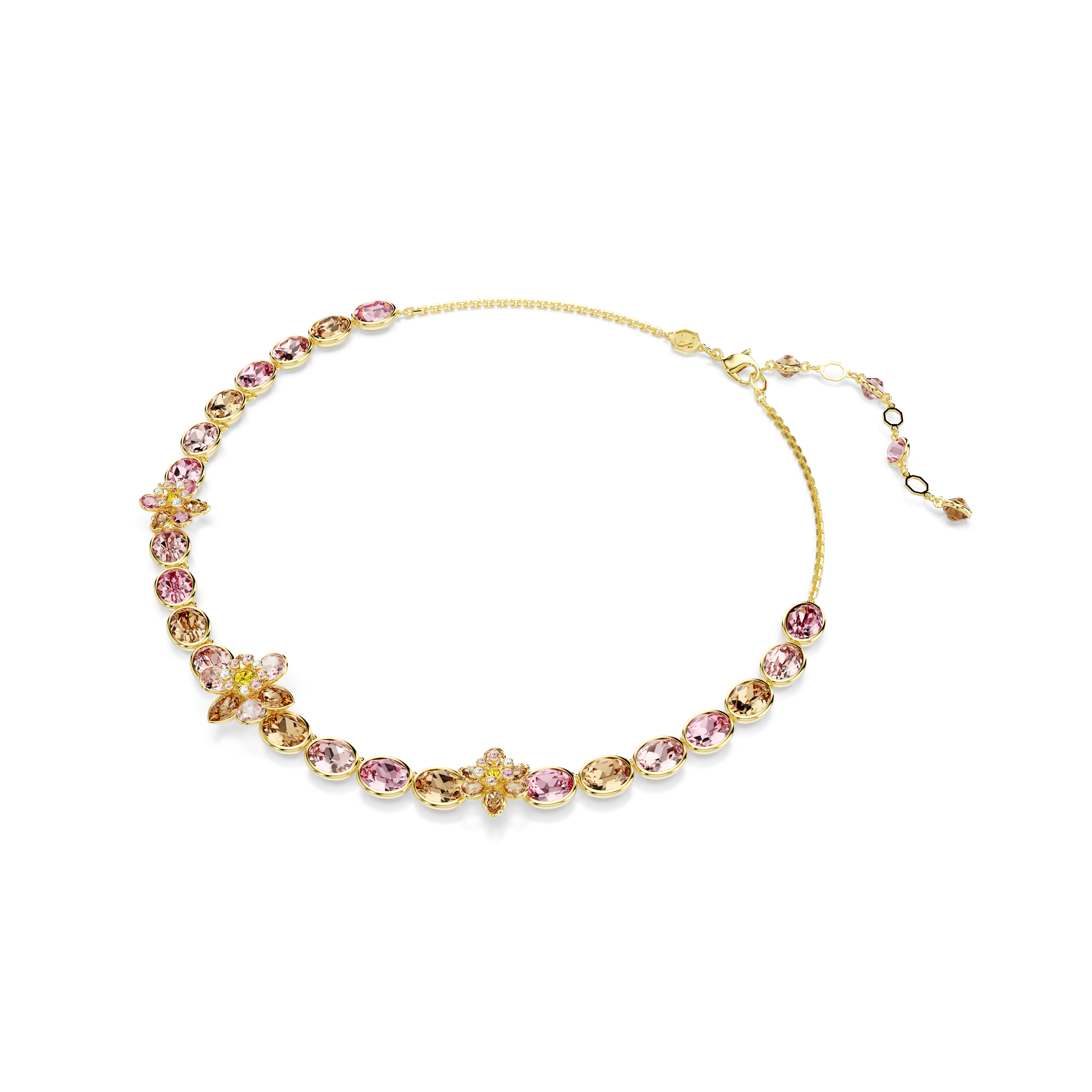 Swarovski Idyllia necklace, Mixed cuts, Flower, Multicolored, Gold-tone plated 5732385
