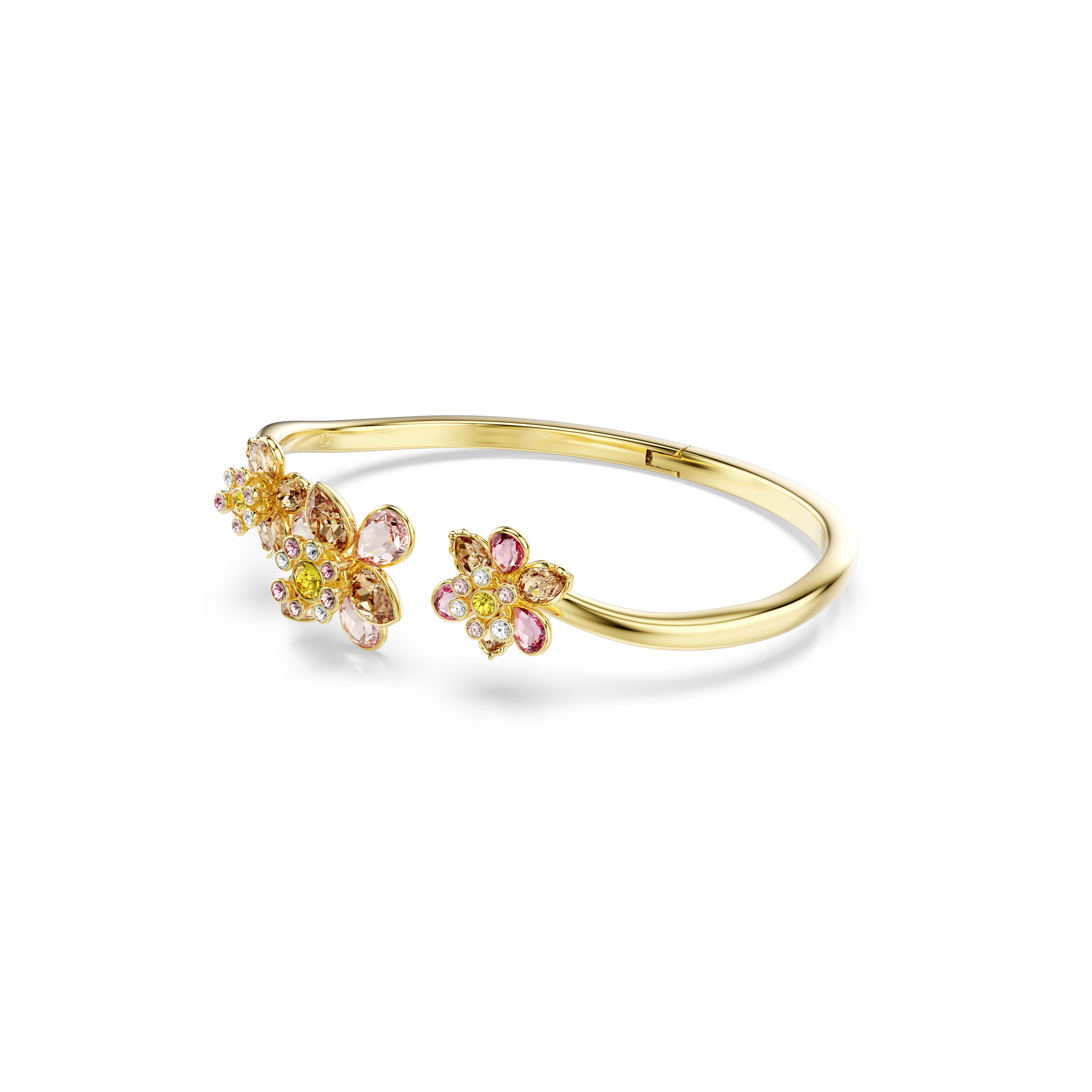 Swarovski Idyllia bangle, Mixed cuts, Flower, Multicolored, Gold-tone plated 5732387