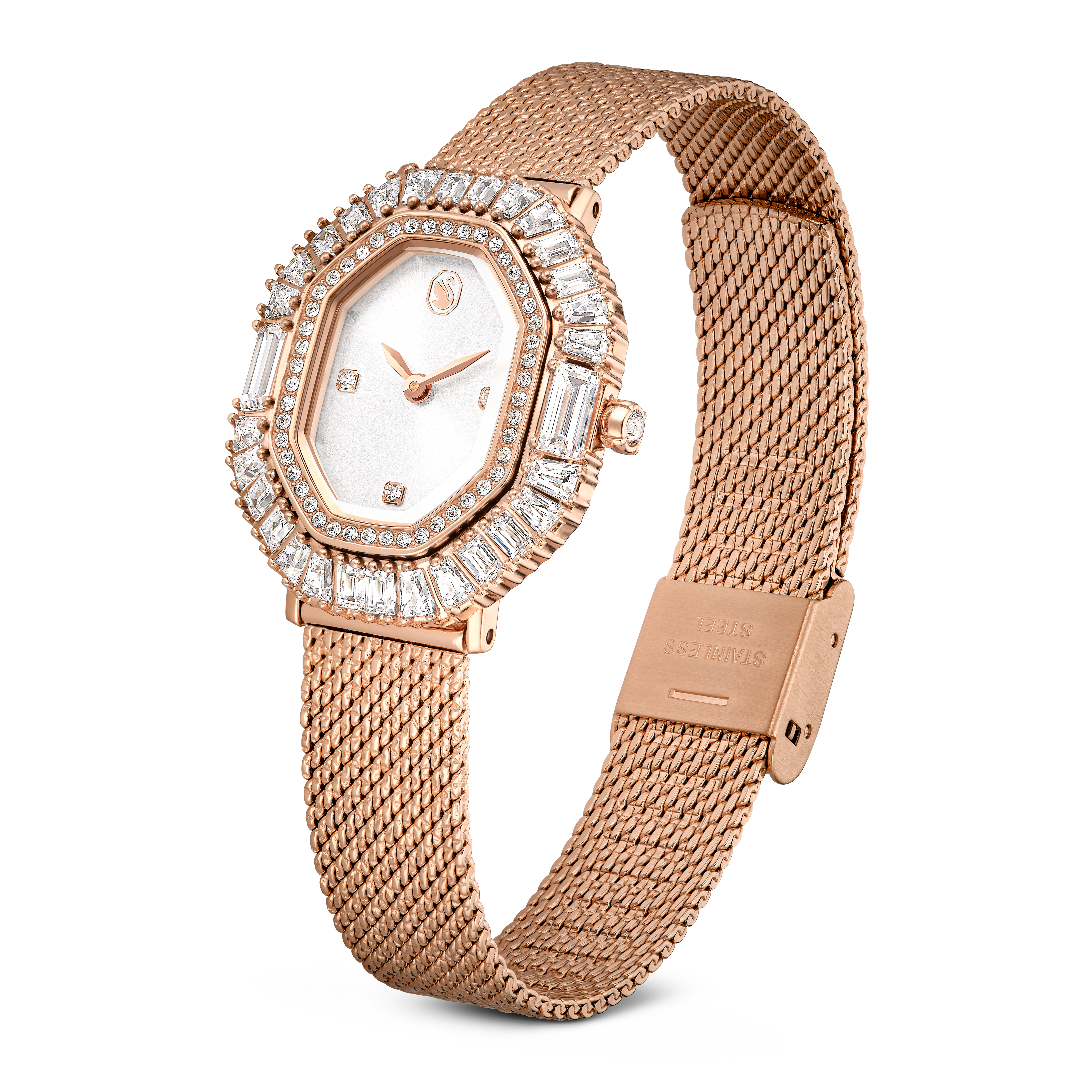 Swarovski Matrix octagon watch, Metal bracelet, Rose gold tone, Rose gold-tone finish 5732497
