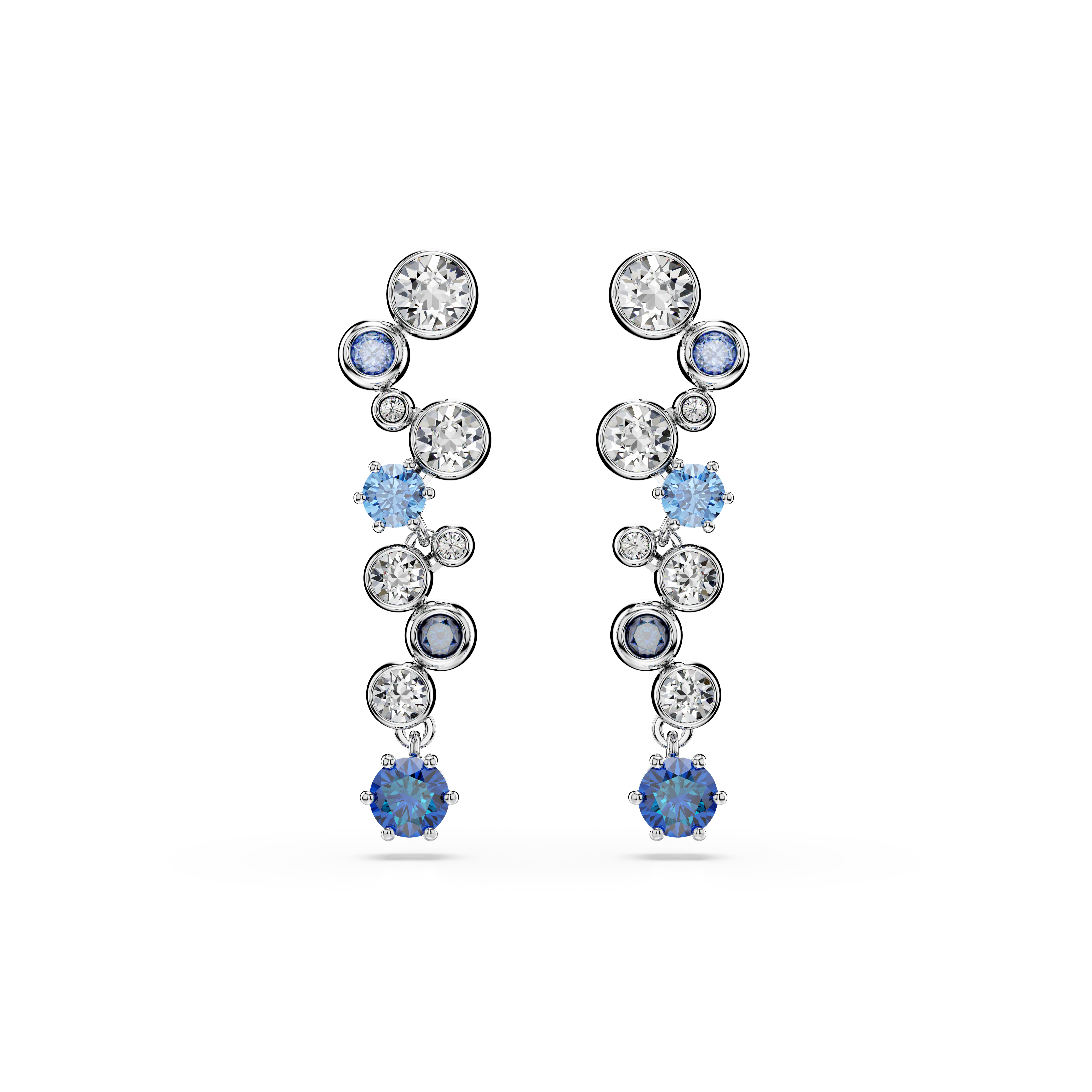 Swarovski Constella drop earrings, Mixed cuts, Blue, Rhodium plated 5732775