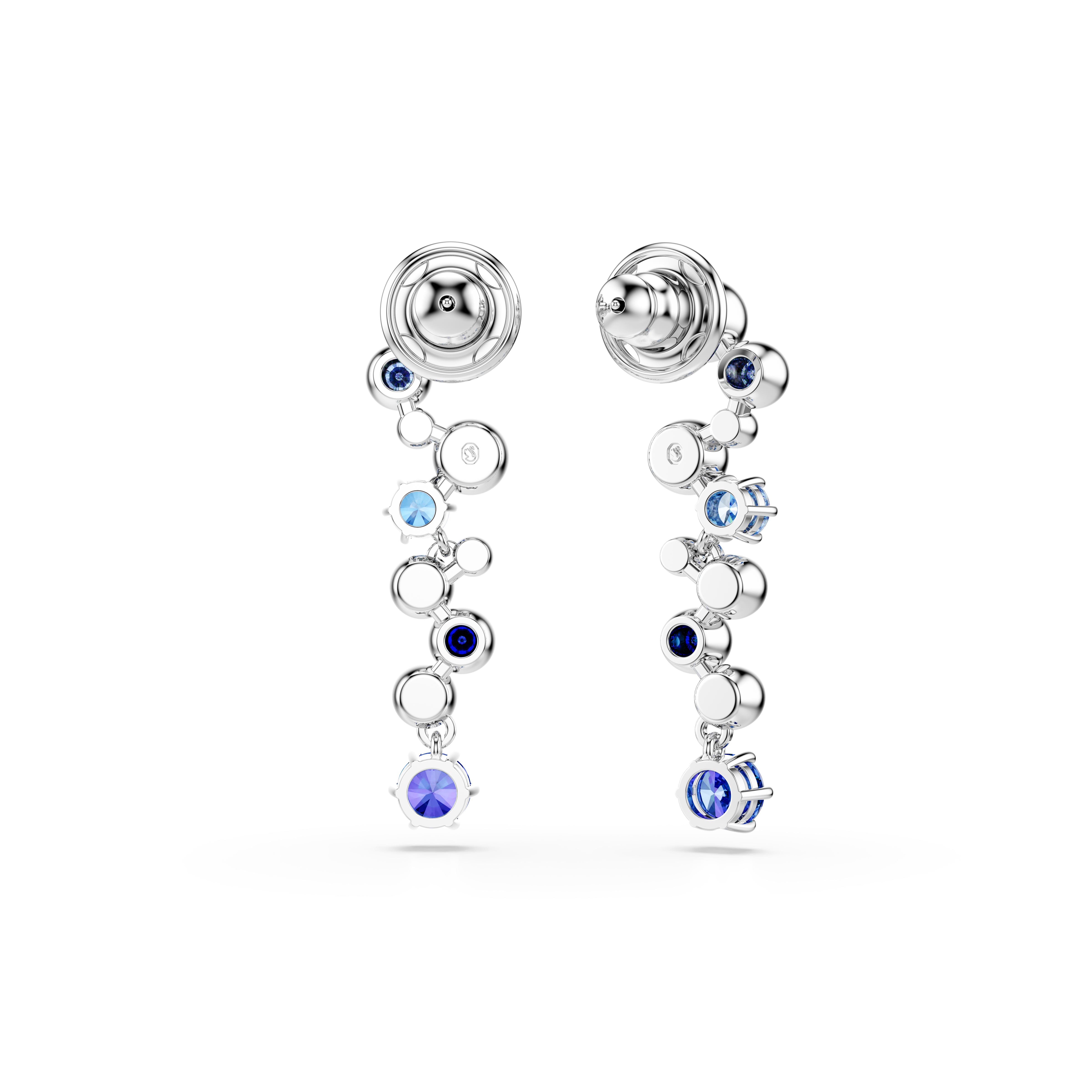 Swarovski Constella drop earrings, Mixed cuts, Blue, Rhodium plated 5732775