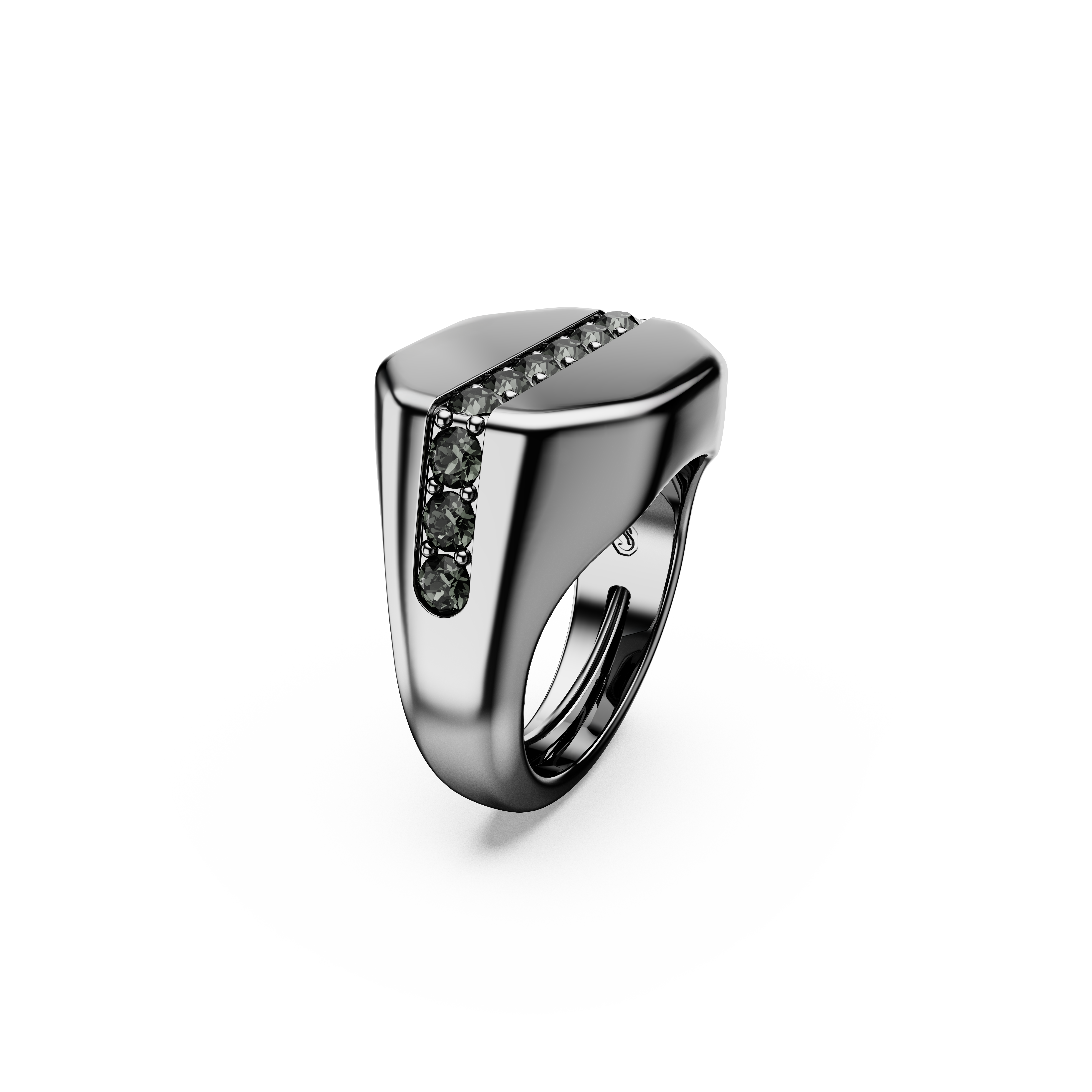 Swarovski Dextera ring, Octagon shape, Round cut, Black, Ruthenium plated 5732868