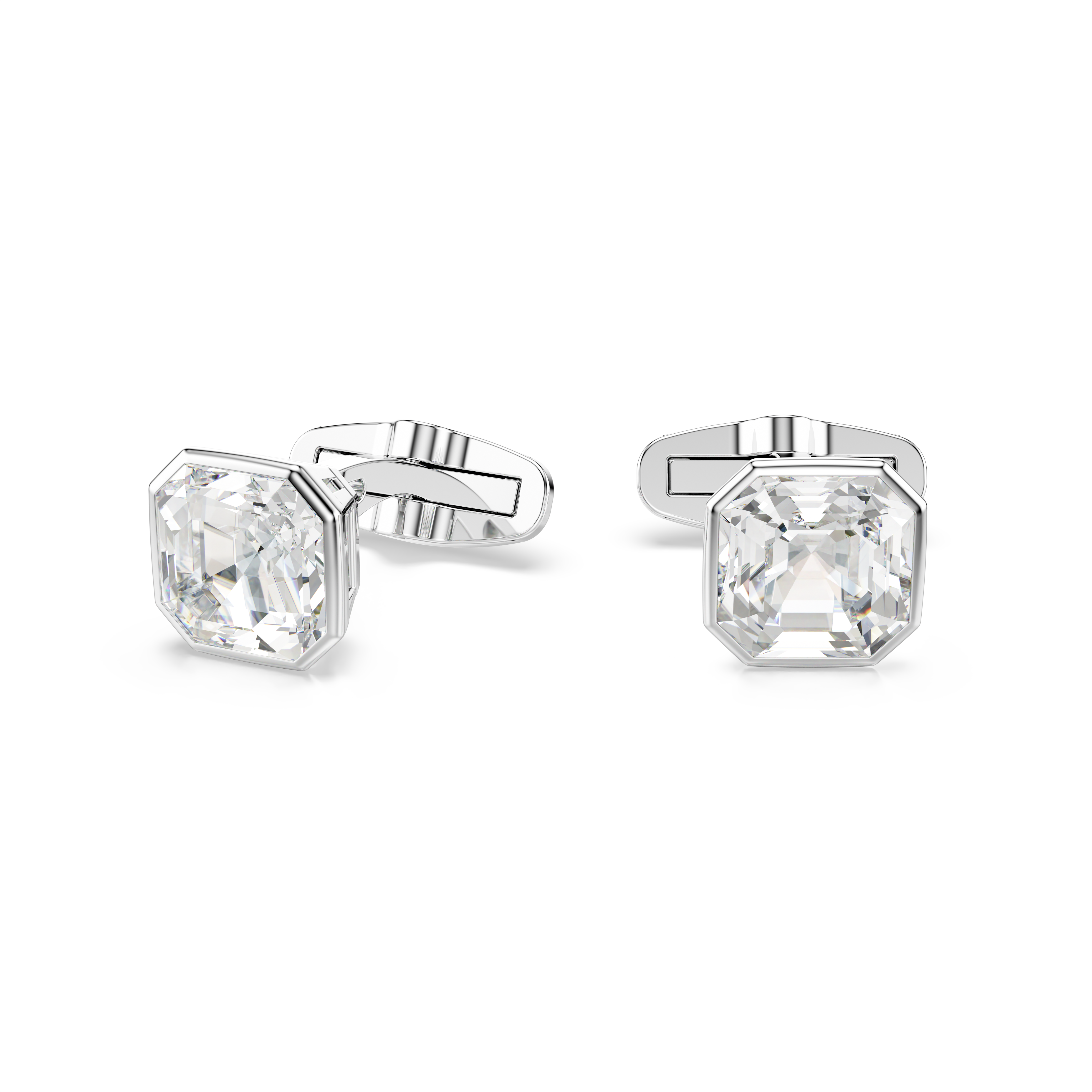 Swarovski Millenia cufflinks, Octagon cut, White, Rhodium plated 5733306