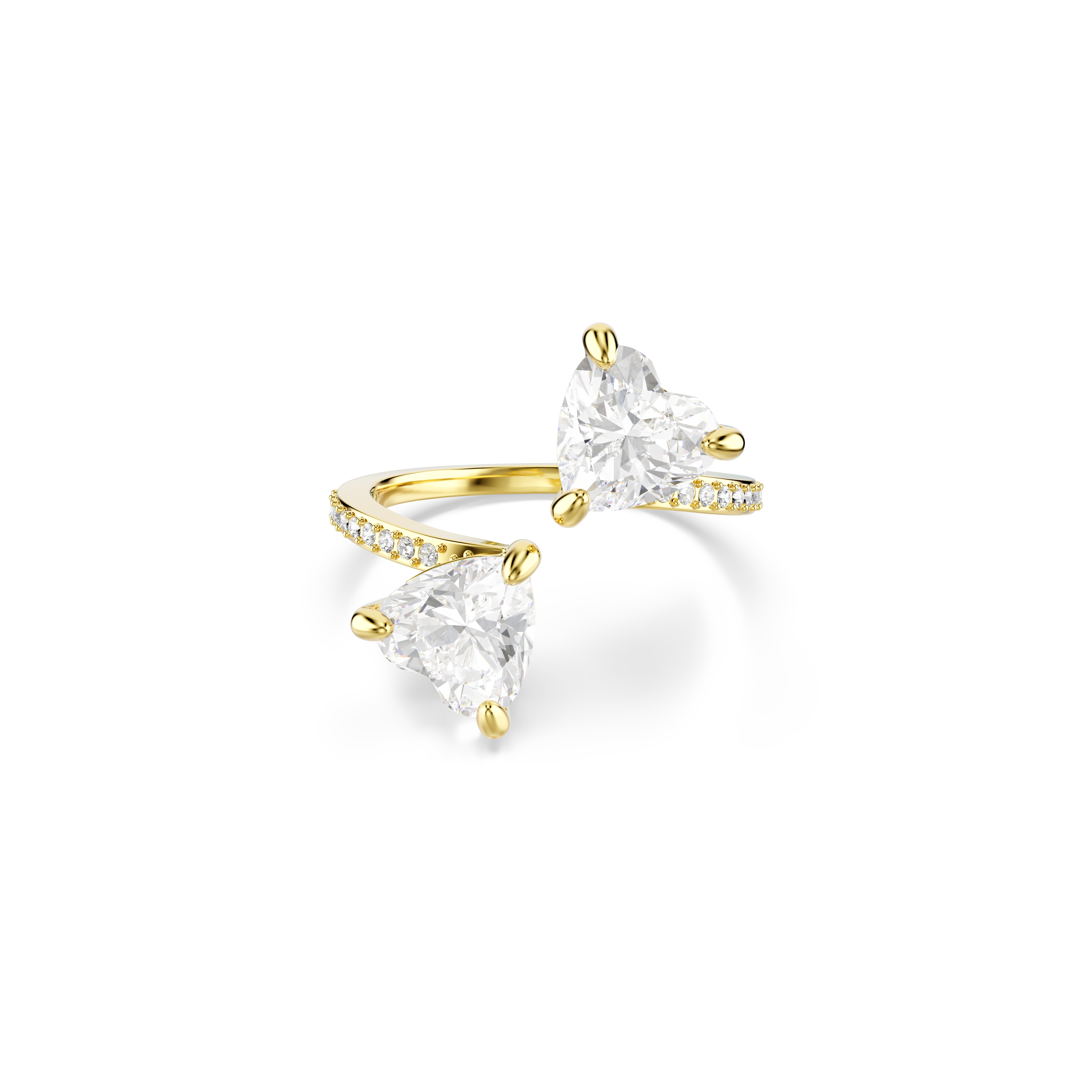 Swarovski Mesmera open ring, Heart cut, Pavé, White, Gold-tone plated 5733477