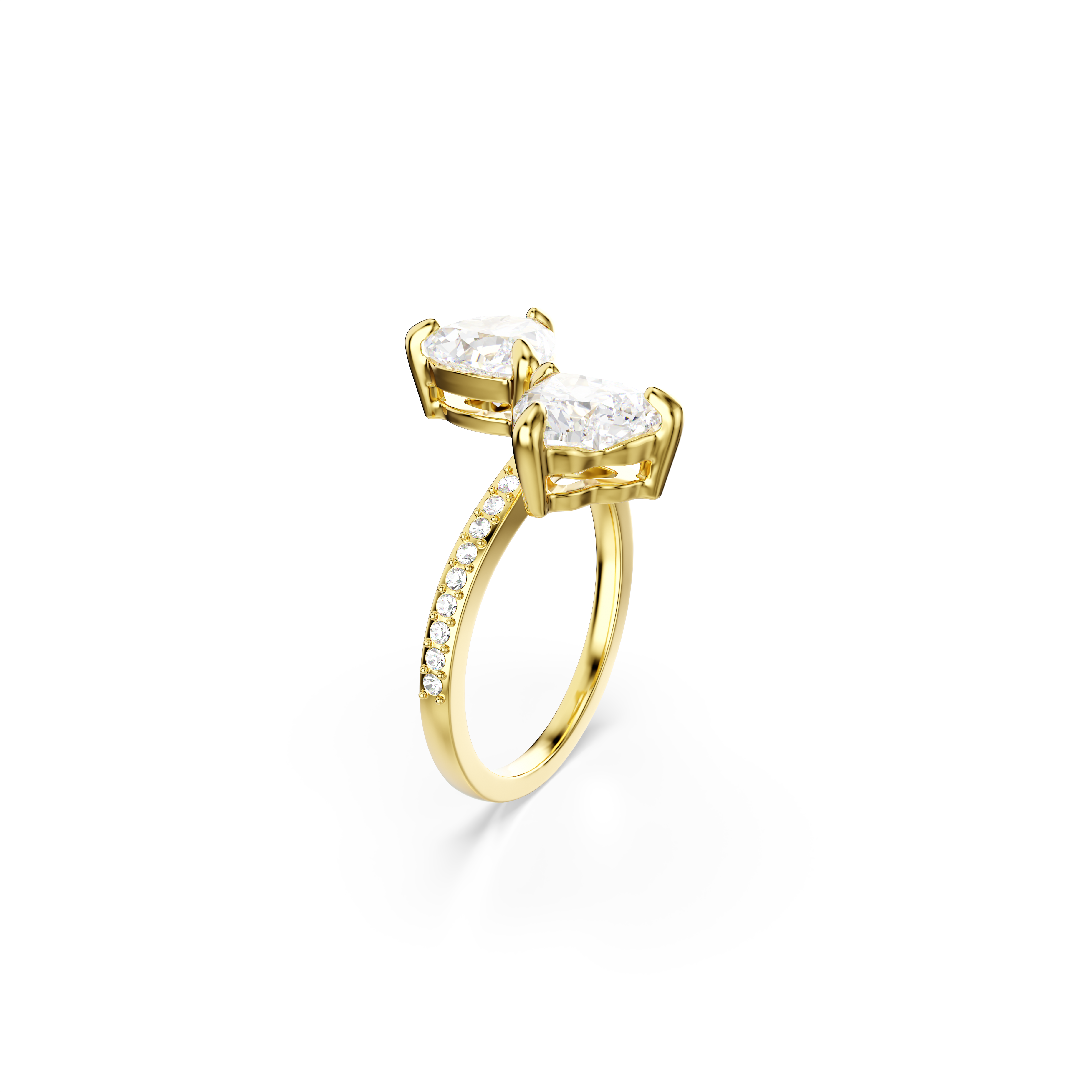 Swarovski Mesmera open ring, Heart cut, Pavé, White, Gold-tone plated 5733480