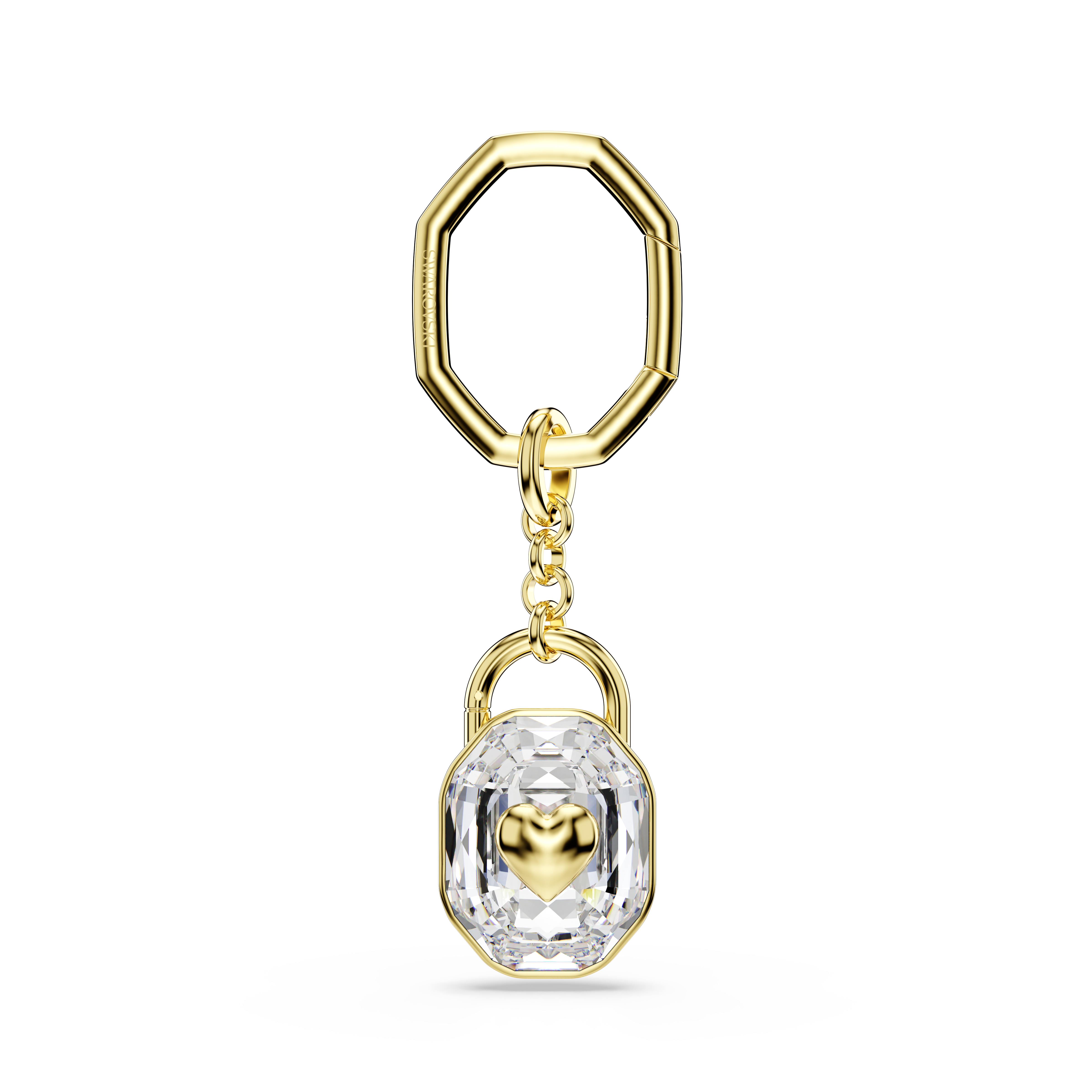 Swarovski Key ring, Oval cut, White, Gold-tone plated 5733765