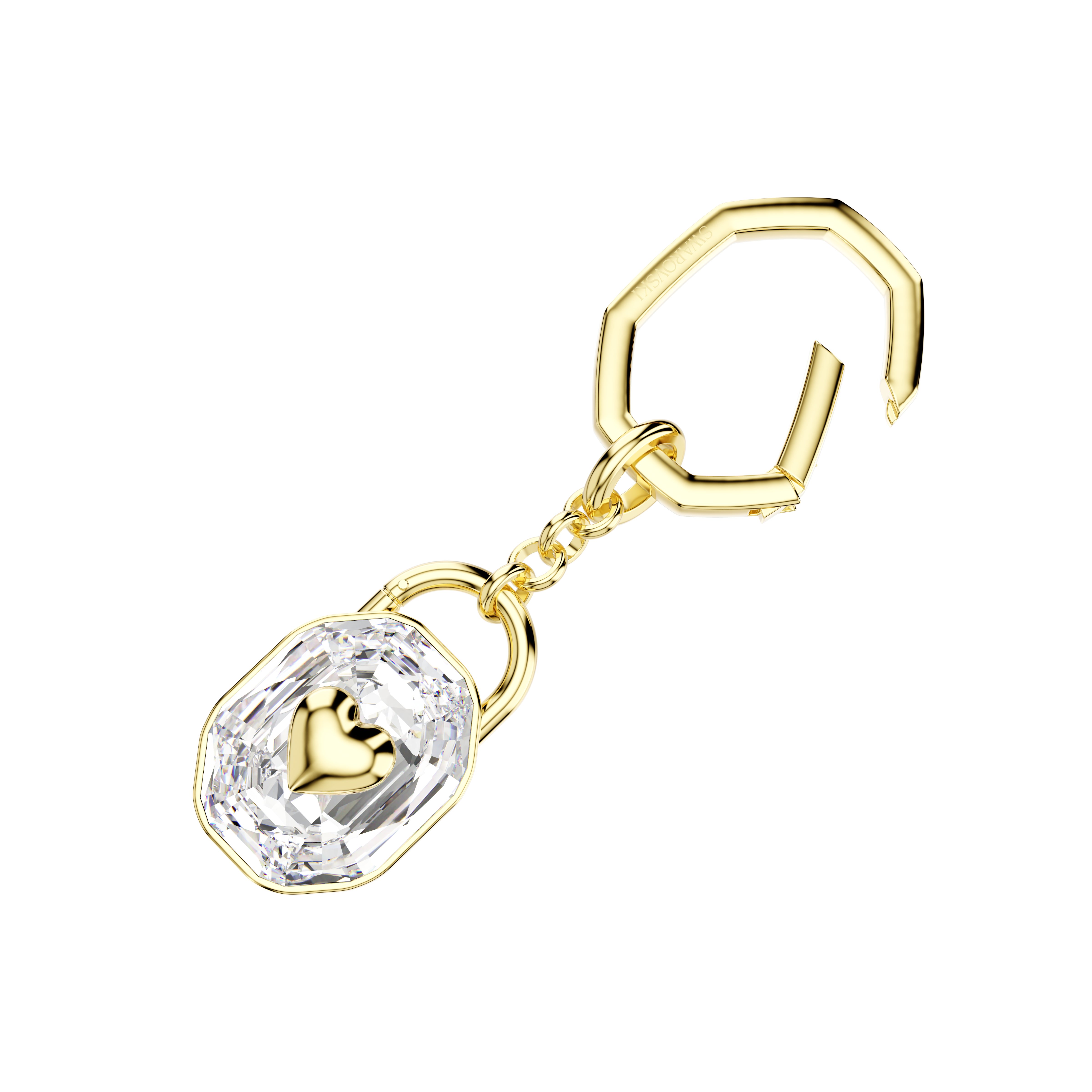 Swarovski Key ring, Oval cut, White, Gold-tone plated 5733765