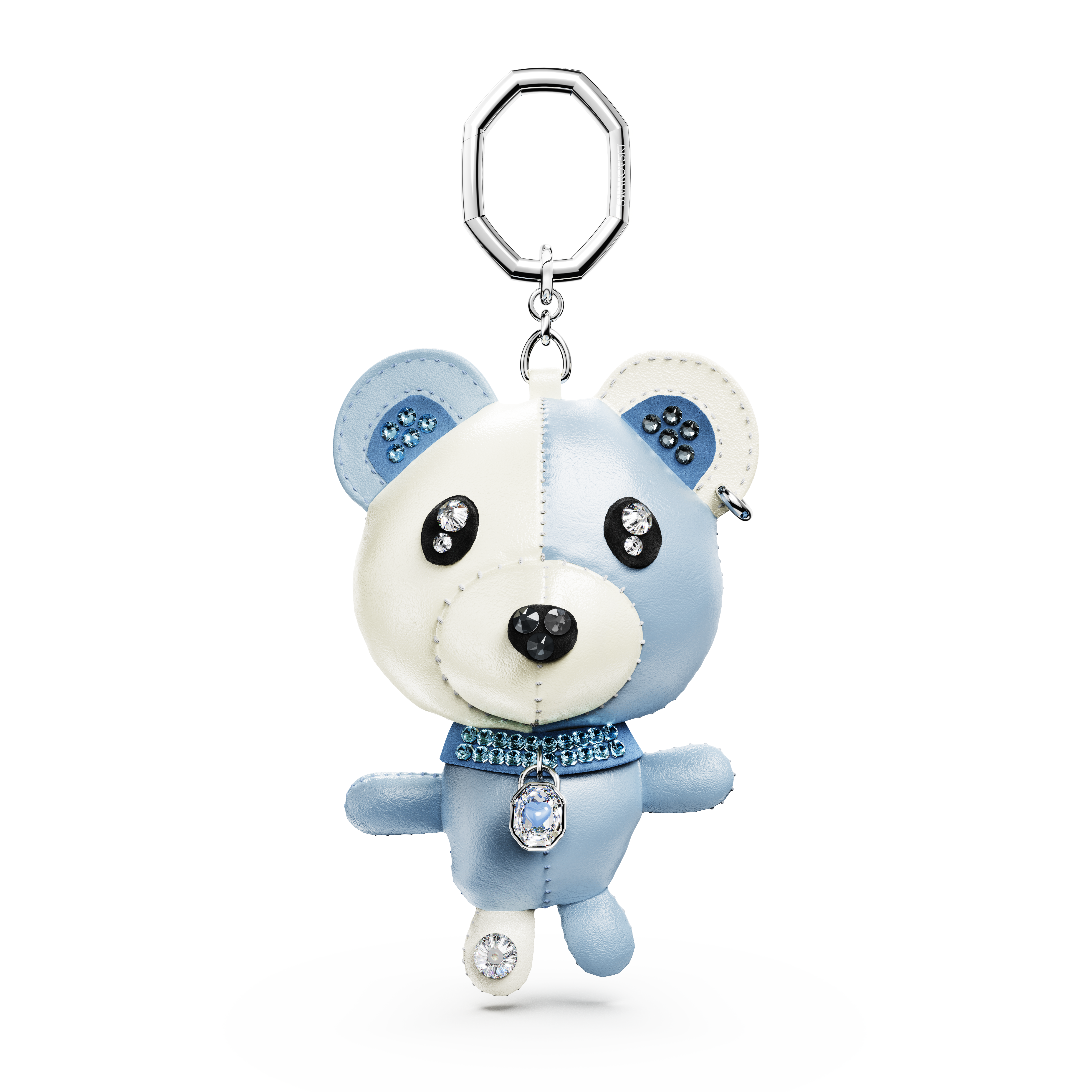 Swarovski Teddy bag charm, Bear, Blue, Rhodium plated 5733771