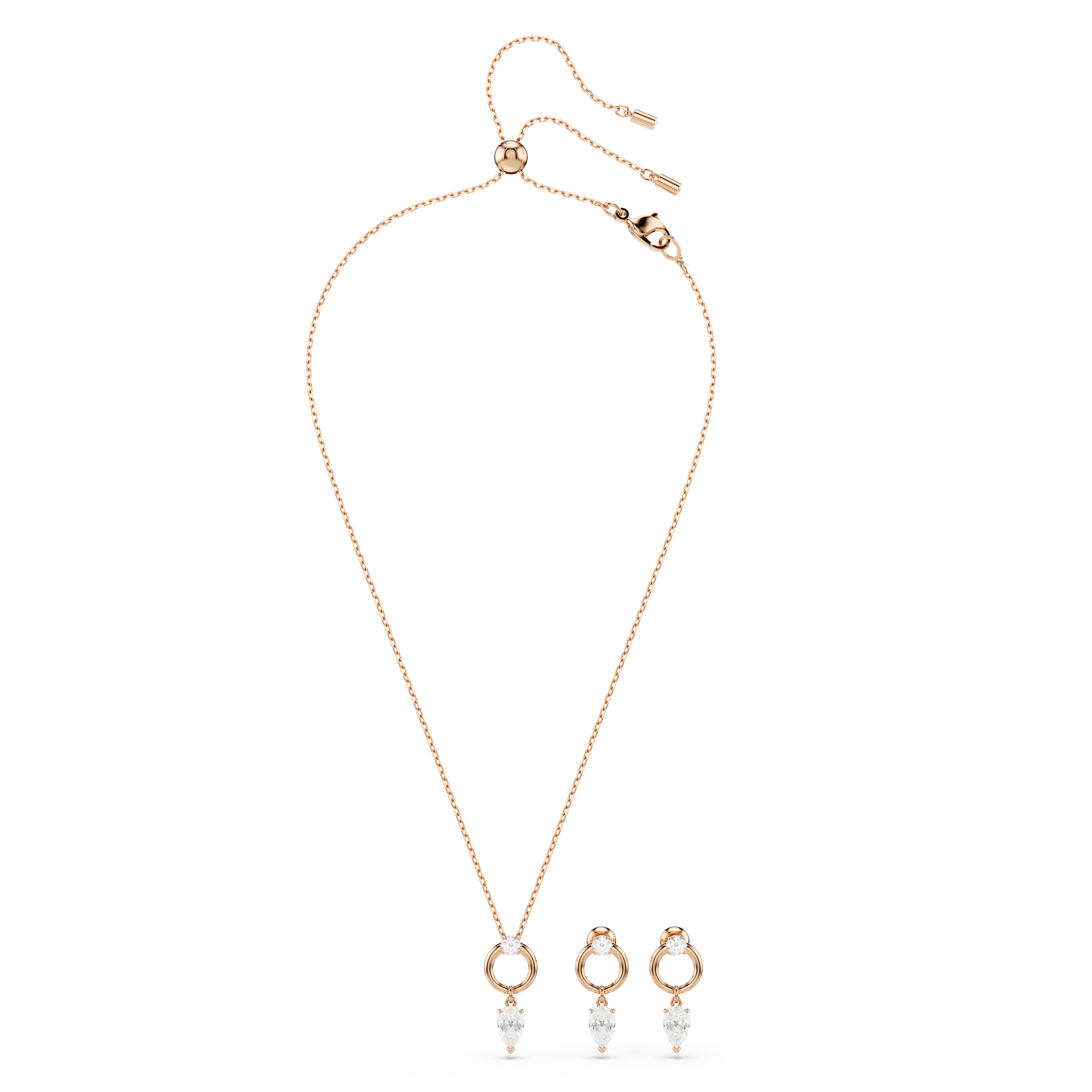 Swarovski Mesmera set, Pear cut, Round cut, White, Rose gold-tone plated 5733808