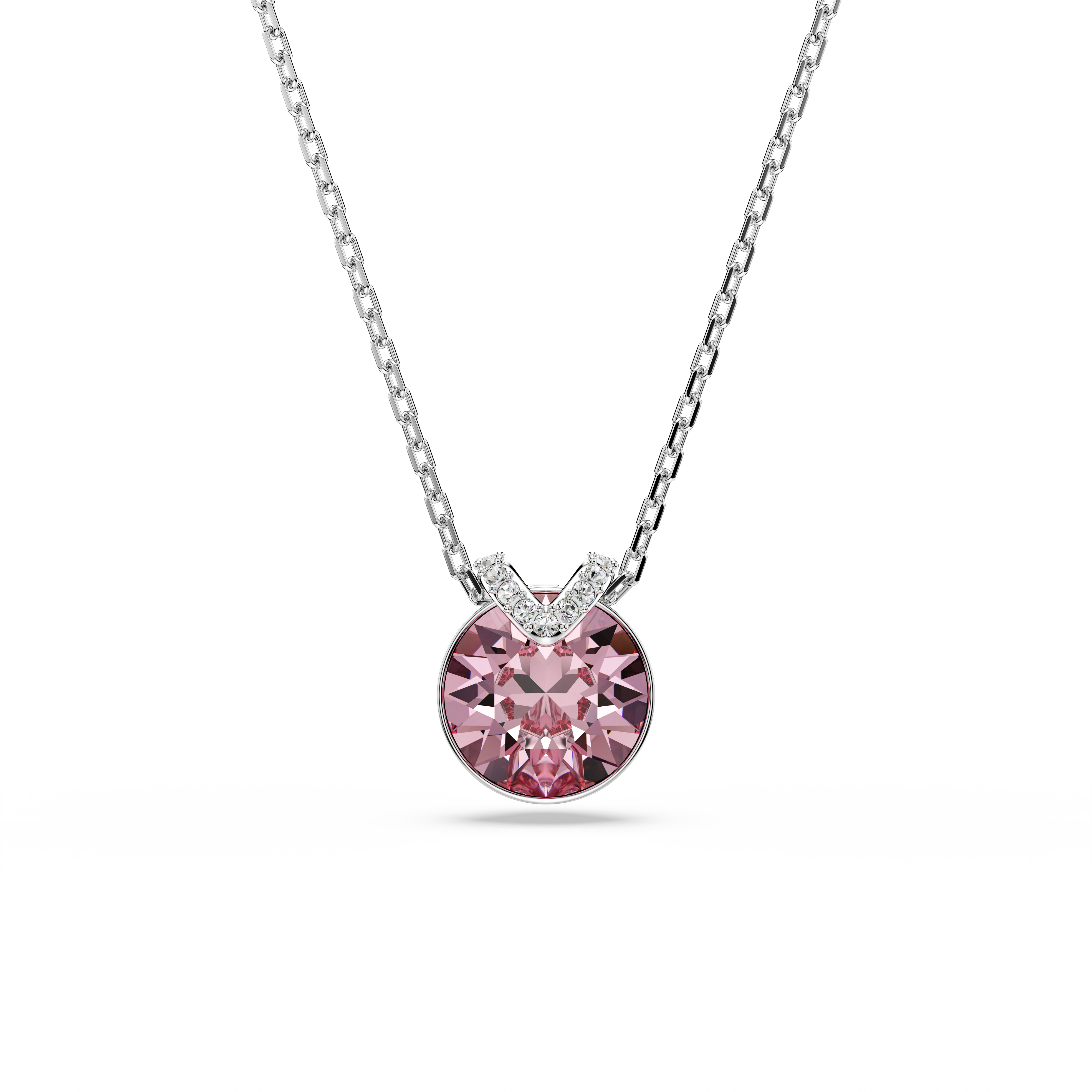 Swarovski Bella V pendant, Round cut, Pink, Rhodium plated 5734230