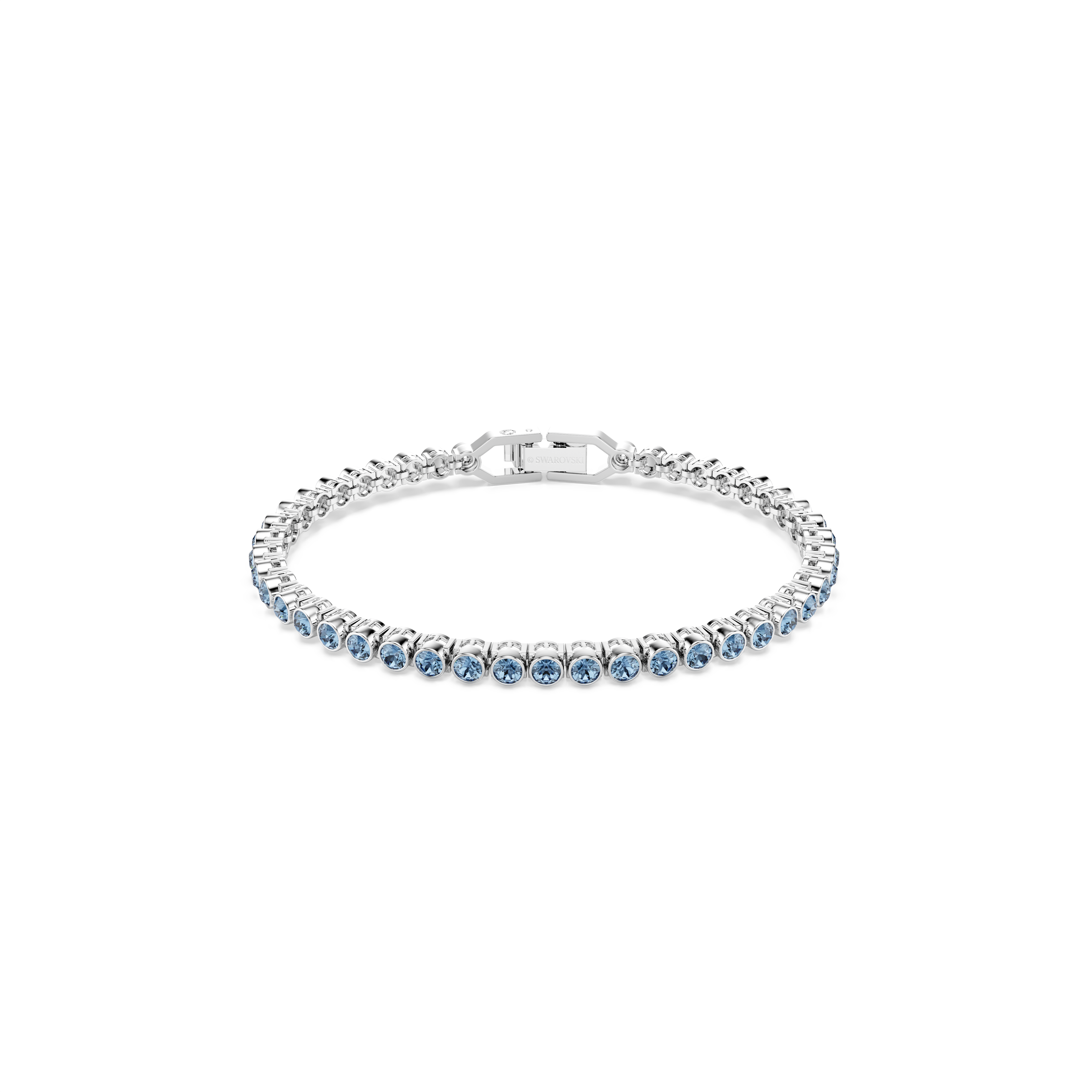 Swarovski Imber Emily Tennis bracelet, Round cut, Blue, Rhodium plated 5734239
