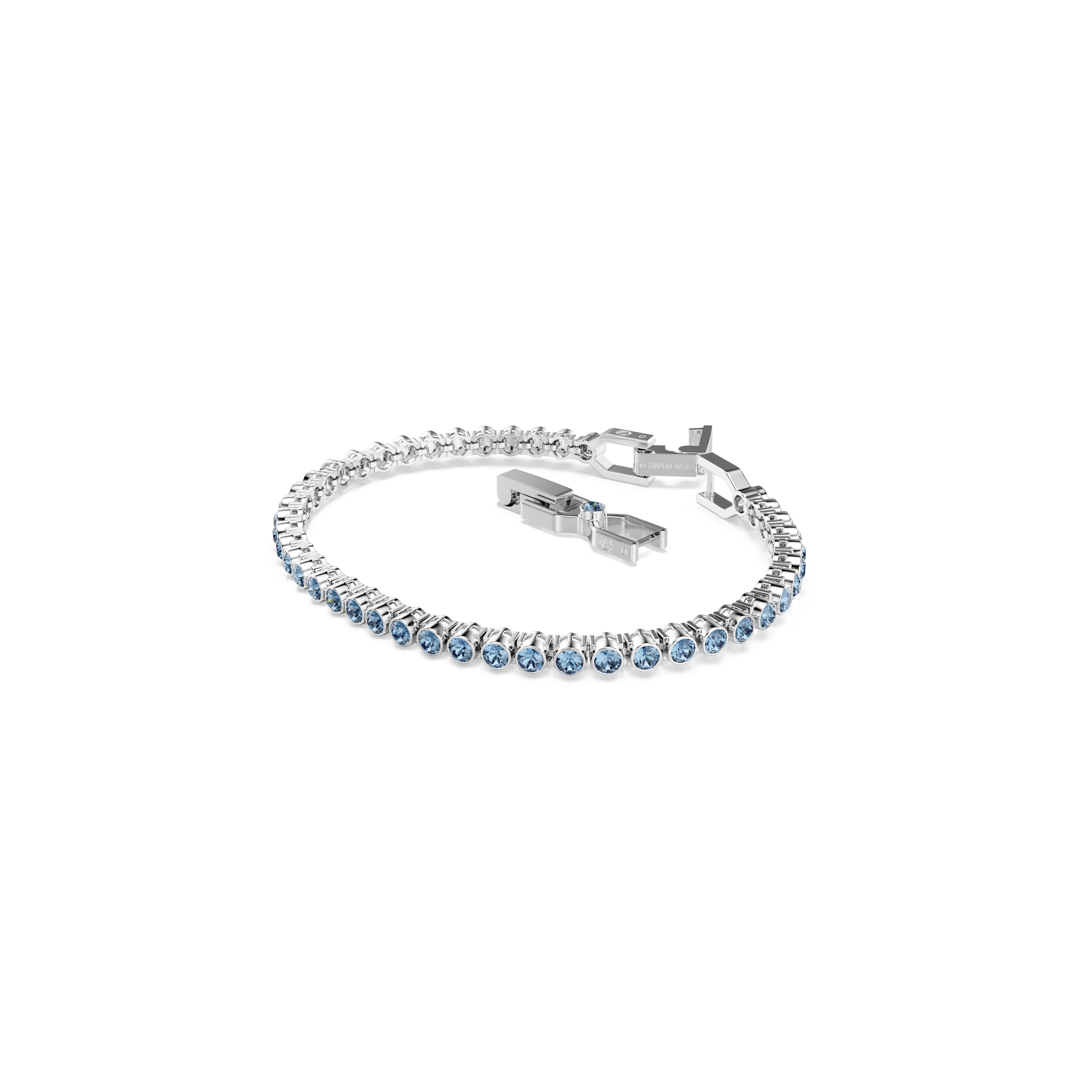 Swarovski Imber Emily Tennis bracelet, Round cut, Blue, Rhodium plated 5734239