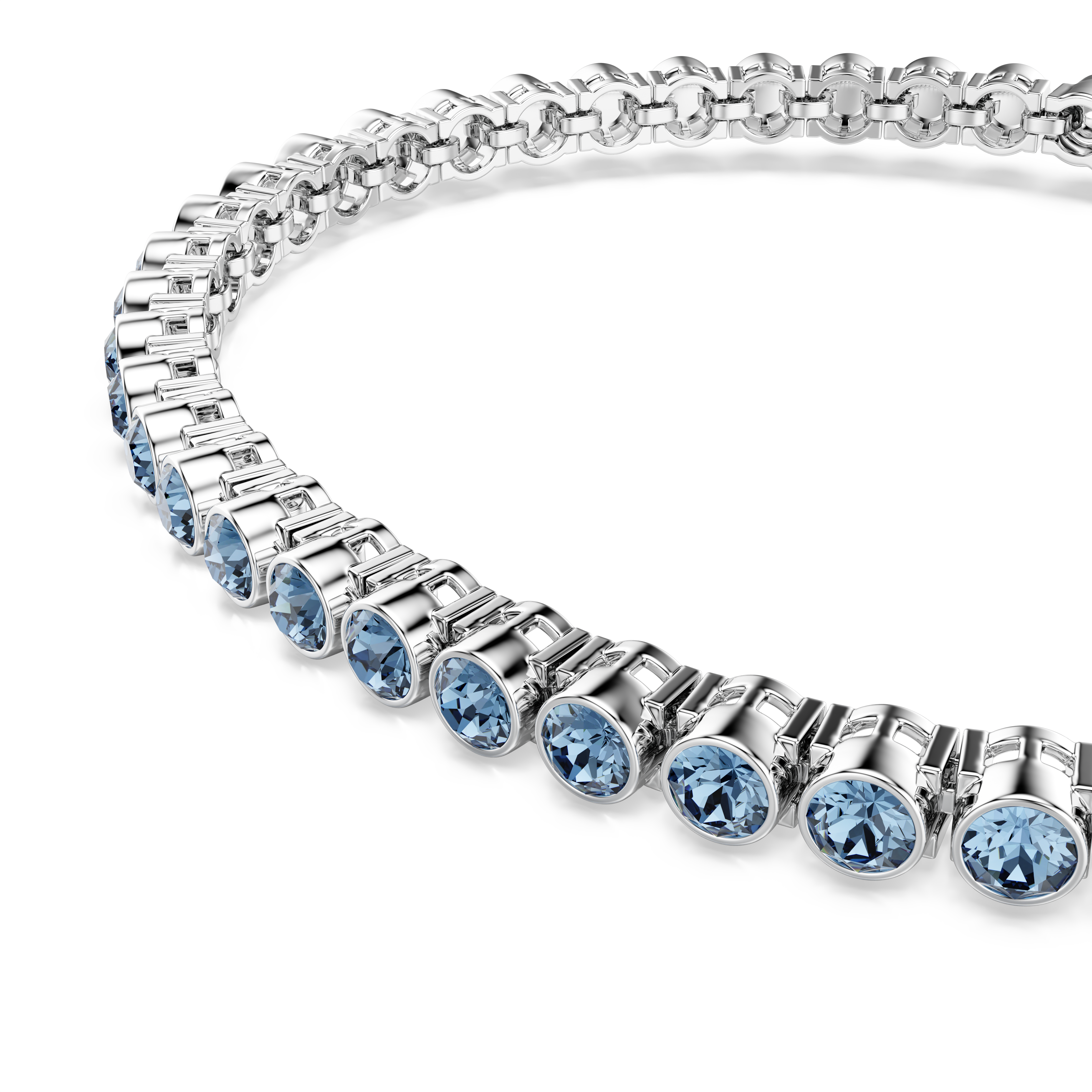 Swarovski Imber Emily Tennis bracelet, Round cut, Blue, Rhodium plated 5734239